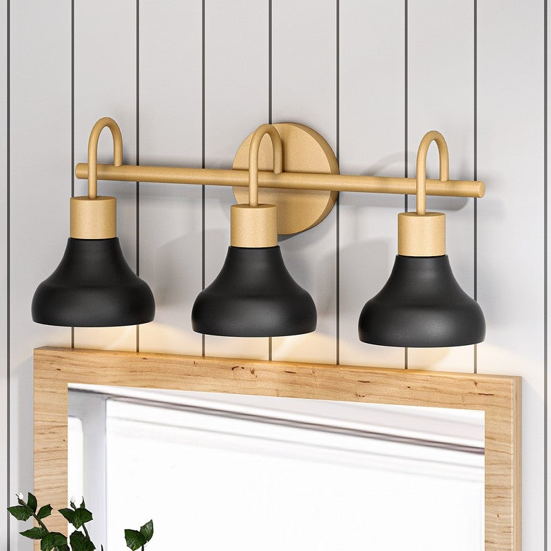 Modern 3-Light Bathroom Vanity Light with Metal Black and Gold Finish - Mycitystee