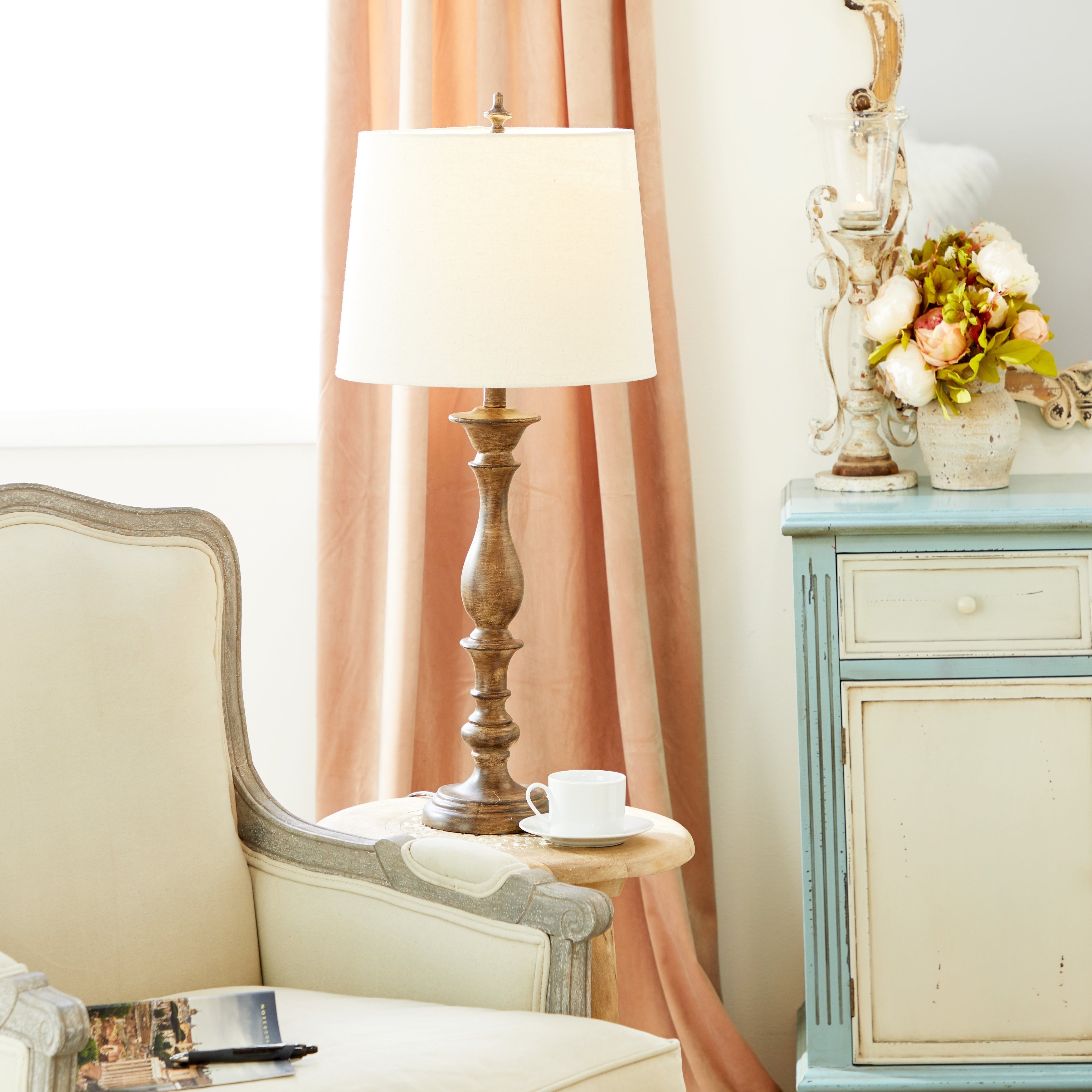 Brown Polystone Traditional Table Lamp (Set of 2) - 15 x 32 - Mycitystee