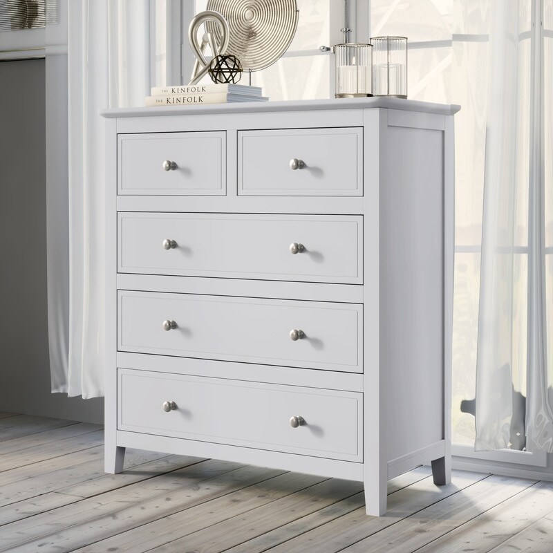 5-Drawers Solid Wood Storage Chest in White - - 37268683 - Mycitystee
