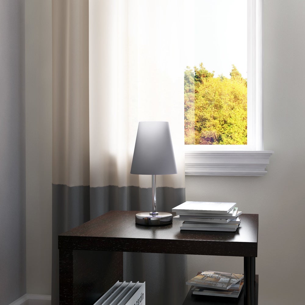 Porch and Den Custer Sand Nickel Fabric Shade Mini Table Lamp - Mycitystee