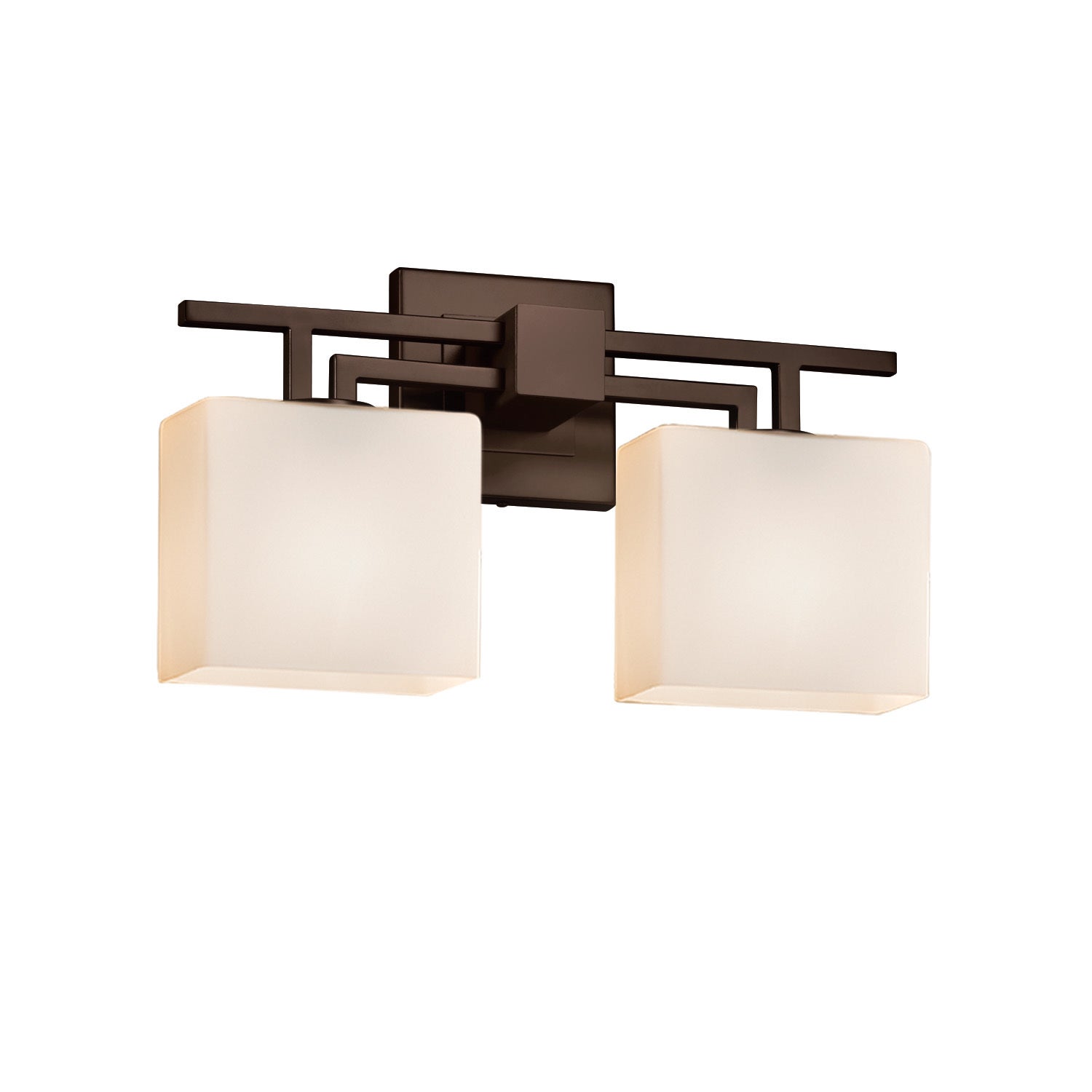 Justice Design Fusion Aero 2-light Dark Bronze Bath Bar， Opal Rectangle Shade - Mycitystee