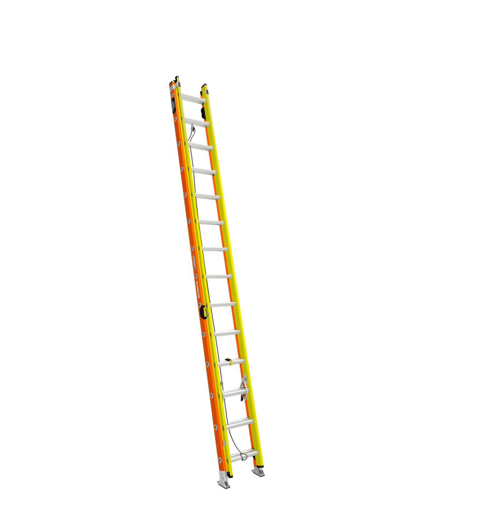 Werner Glidesafe Extension Ladder Fiberglass Tri Rung Type IA 28' - Mycitystee