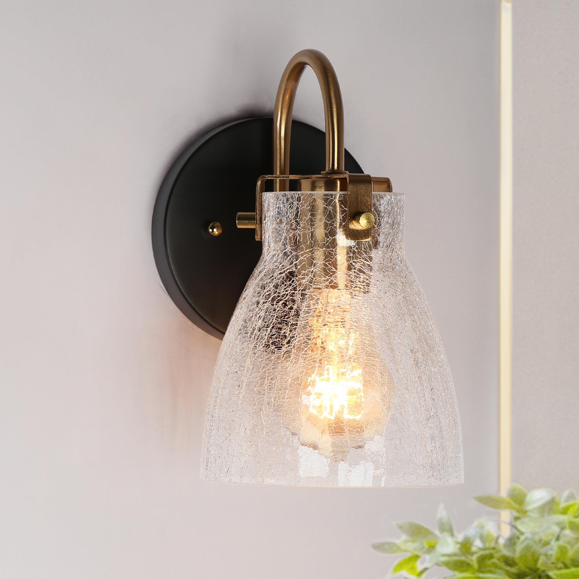 Aidtyrtm Mid-Century Modern 1-Light Crackle Glass Bathroom Vanity Light - L5.1