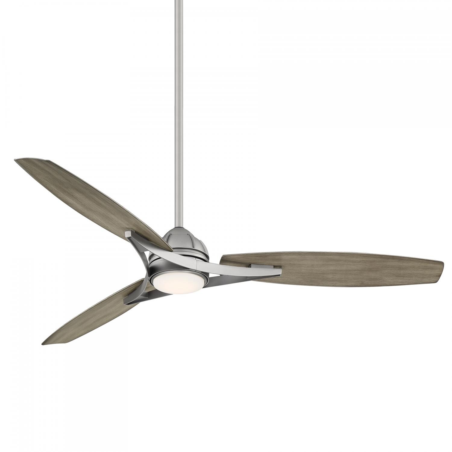 Minka-Aire Molino 65-Inch 3-Blade LED Smart Ceiling Fan in Burnished Nickel Finish W/ Seashore Grey Blades and Etched White Glass - Mycitystee