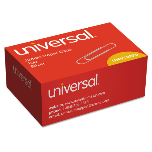 Universal Paper Clips， Jumbo， Smooth， Silver， 100/Box (72220BX) - Mycitystee
