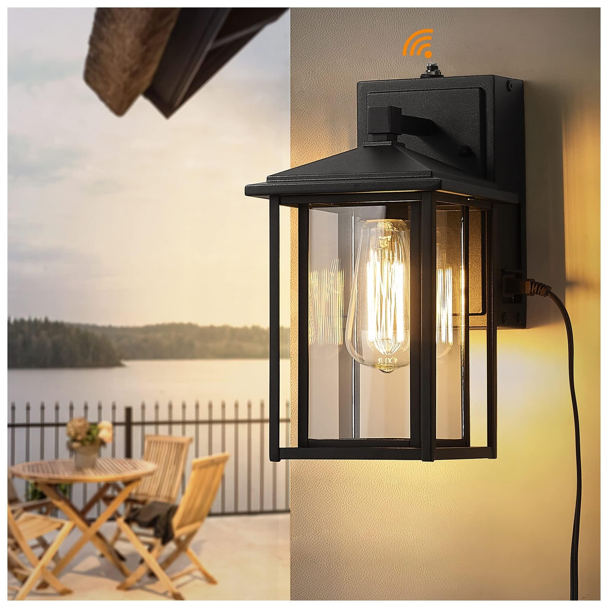 Modern Outdoor Porch Ligh，Dusk to Dawn Exterior Wall Lantern with Die-Cast Aluminum， Black Finish with Clear Glass Shopping - The Best Deals on Outdoo - Mycitystee