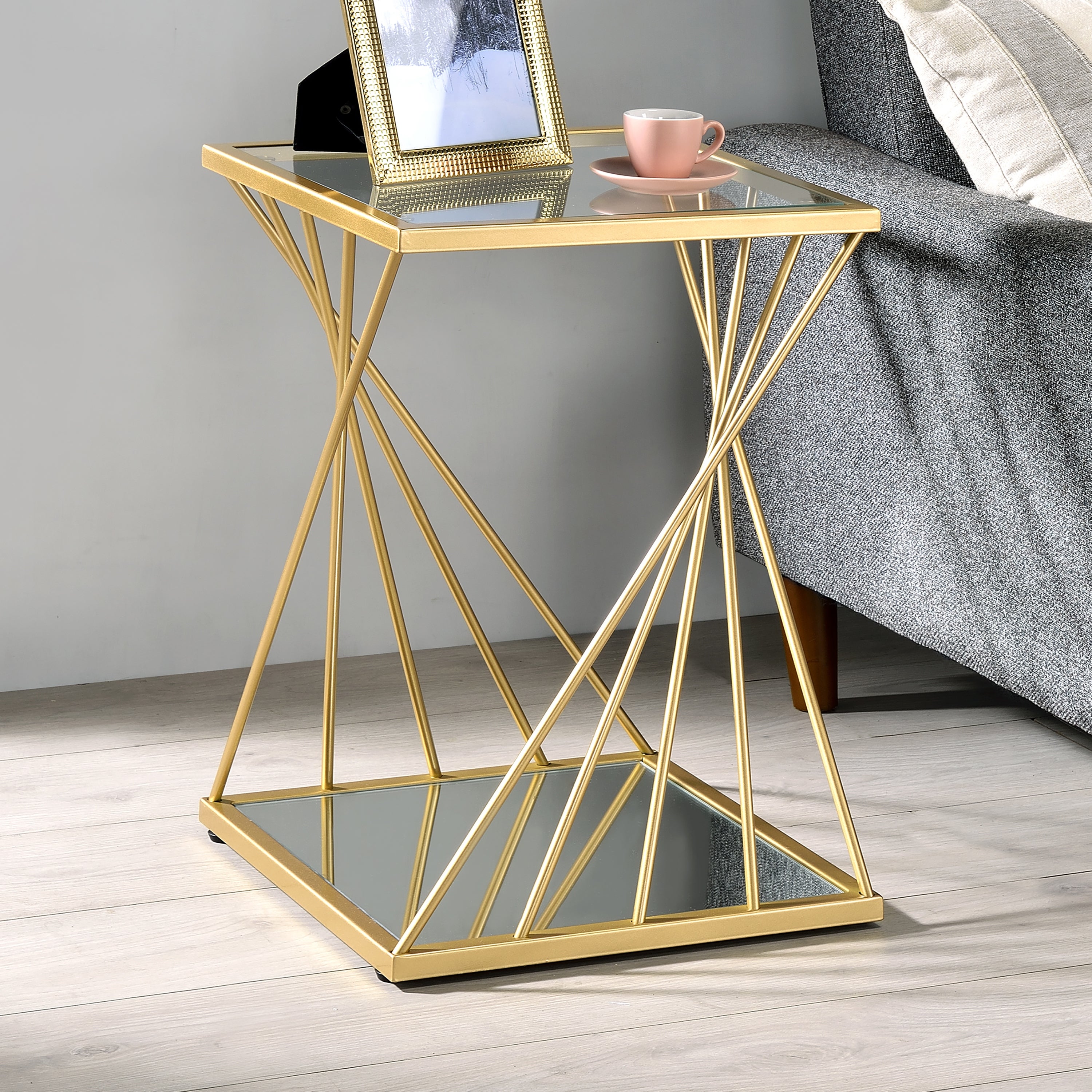 Furniture of America Lopita Contemporary Gold 16-inch 1-shelf Side Table - Mycitystee