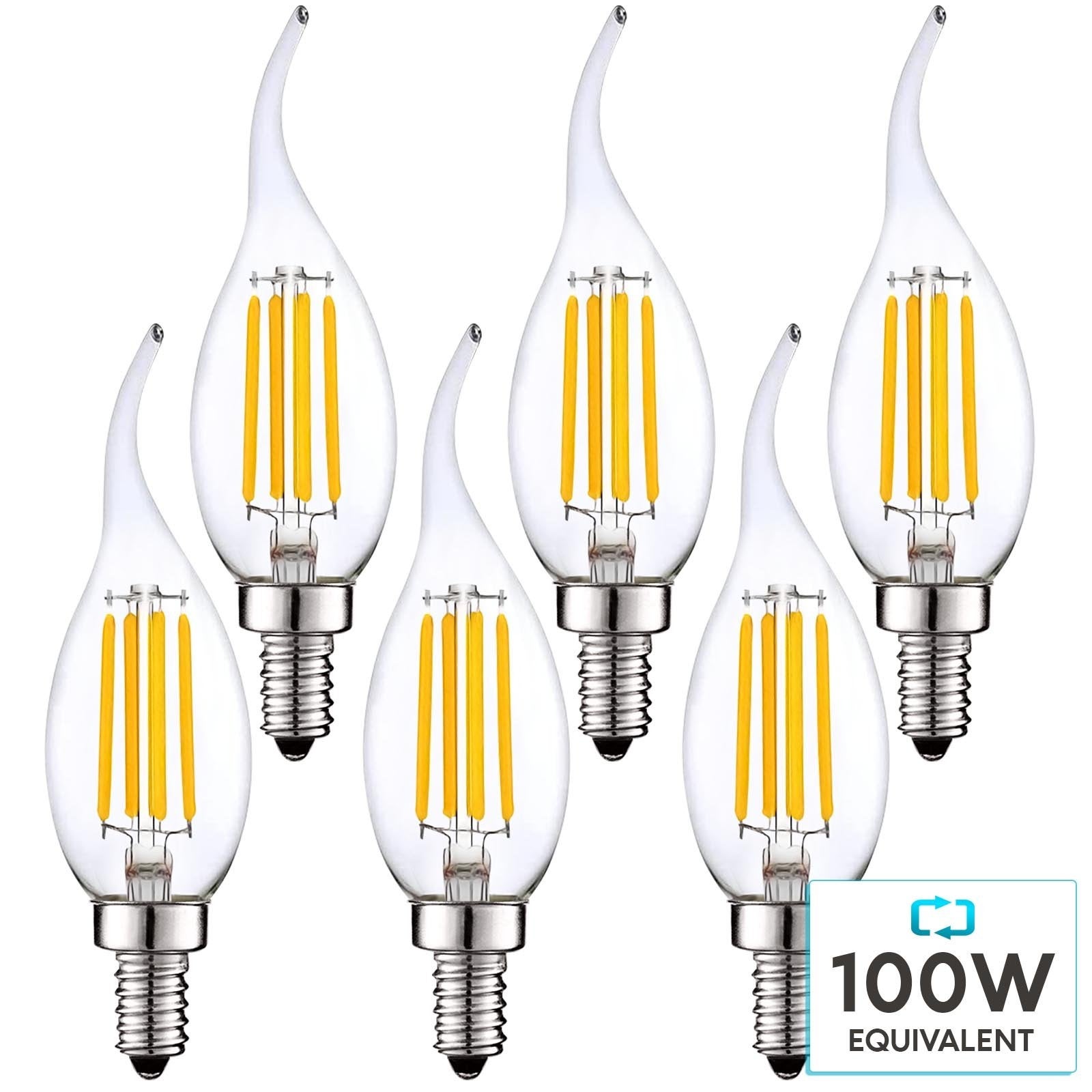 Luxrite Candelabra LED Light Bulbs 100W Equivalent 800 Lumens 7W CA11 Dimmable Damp Rated UL Listed E12 6 Pack - Mycitystee