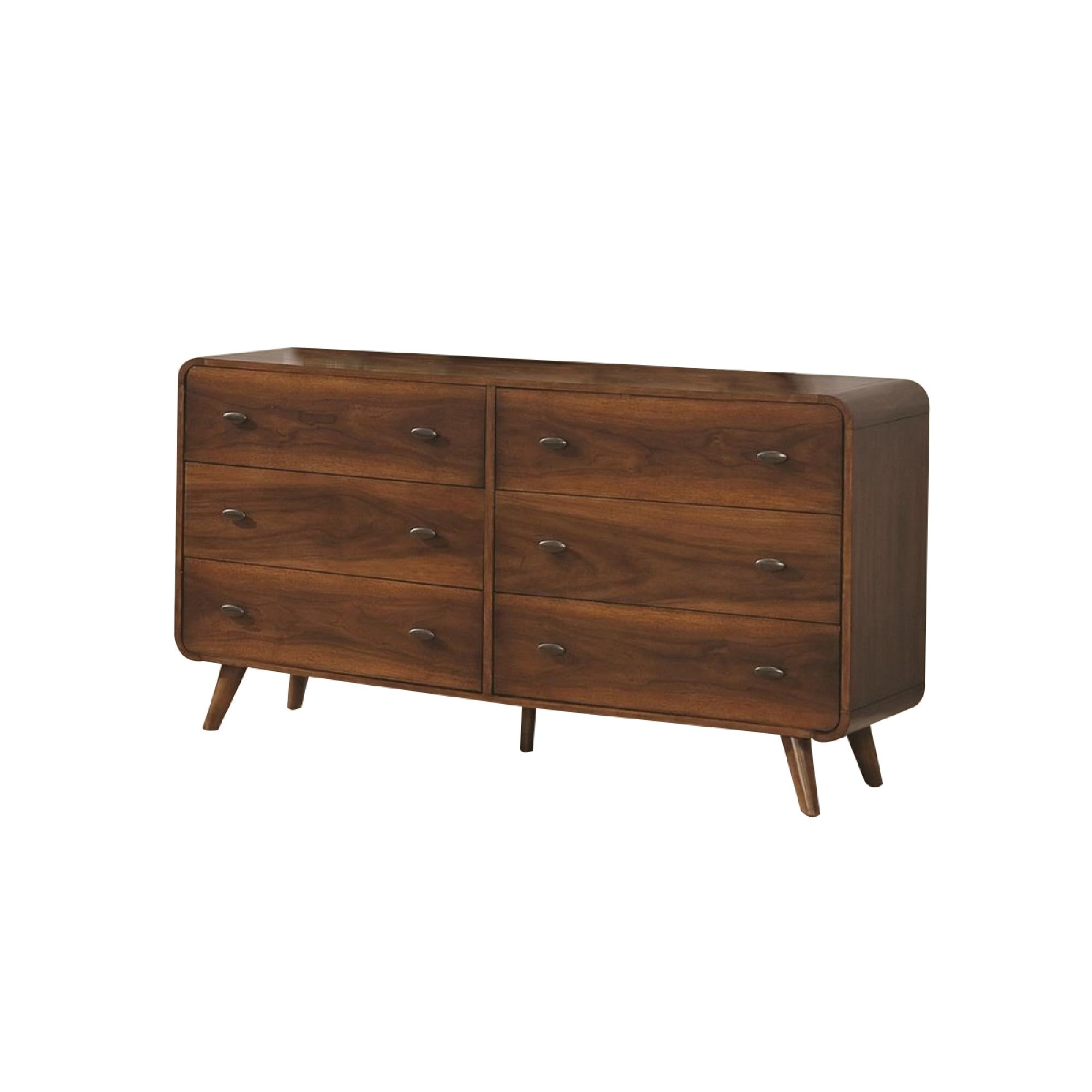 Wooden Dresser with 6 Drawers， Dark Walnut Brown - - 23563239 - Mycitystee