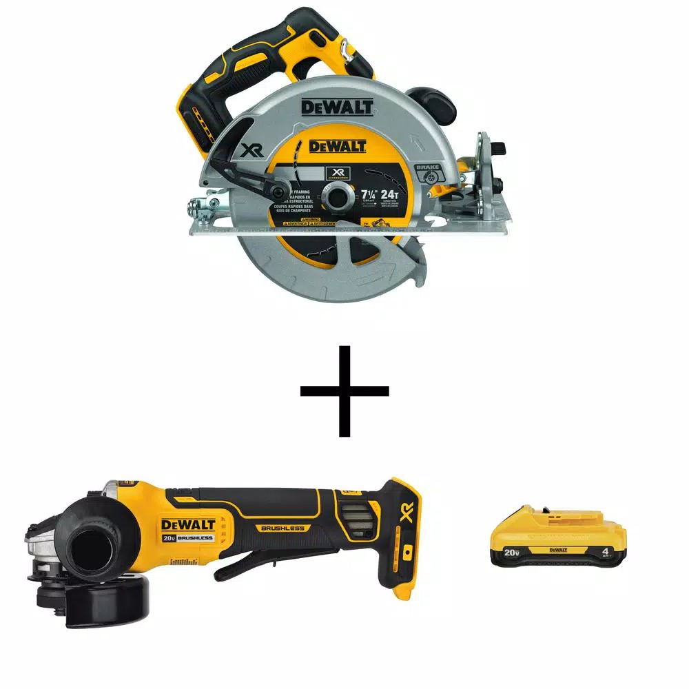DEWALT 20-Volt MAX XR Cordless Brushless 7-1/4 in. Circular Saw with 4-1/2 in. Grinder and (1) 20-Volt Battery 4.0Ah and#8211; XDC Depot - Mycitystee