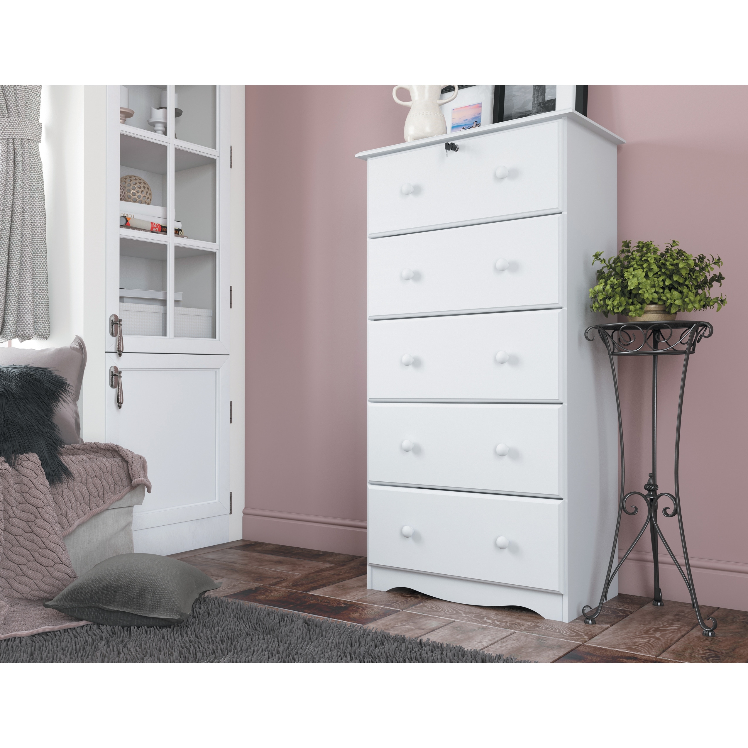 Palace Imports 100% Solid Wood 5-Jumbo Drawer Chest with Lock - - 9658604 - Mycitystee