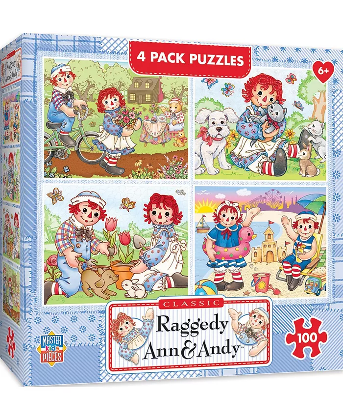 MasterPieces Puzzles Raggedy Ann - 4 Pack - 100 Piece Kids Jigsaw Puzzle - Mycitystee