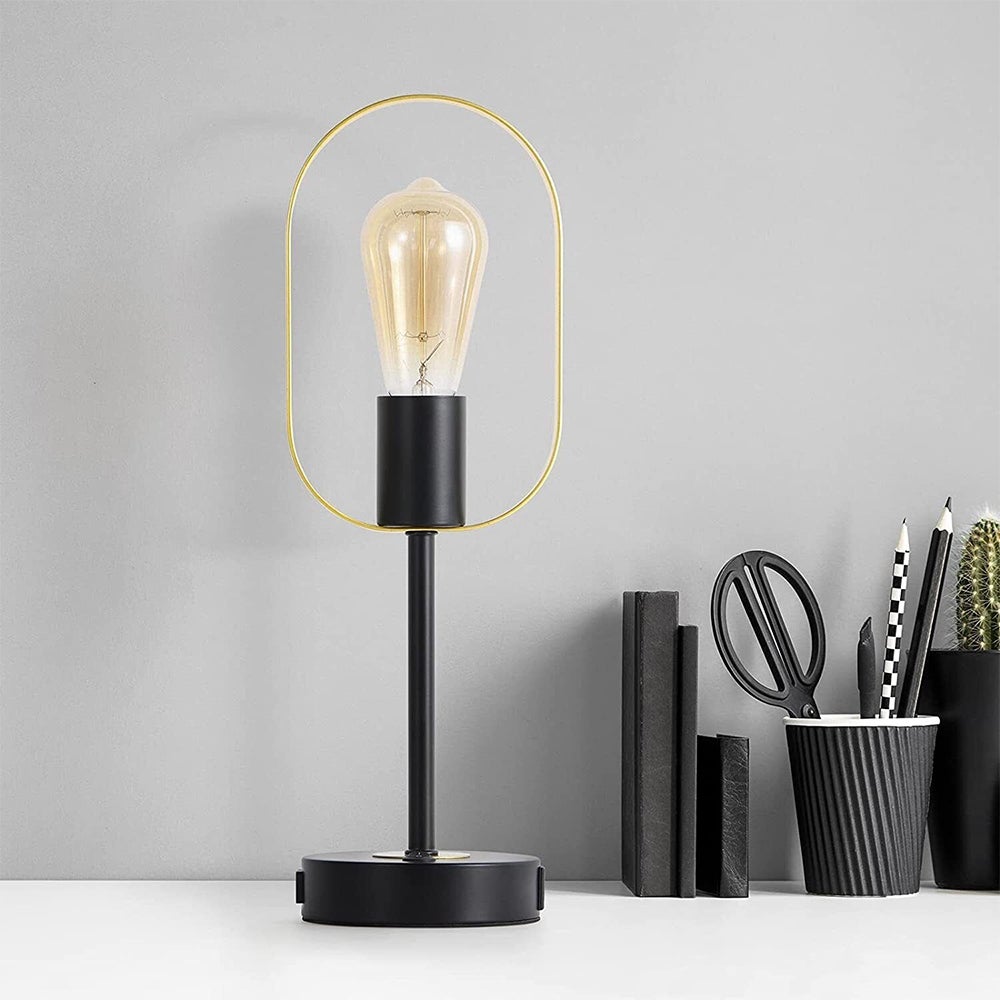 Industrial Bedside Night Table Lamp with USB Ports Gold - 5.5