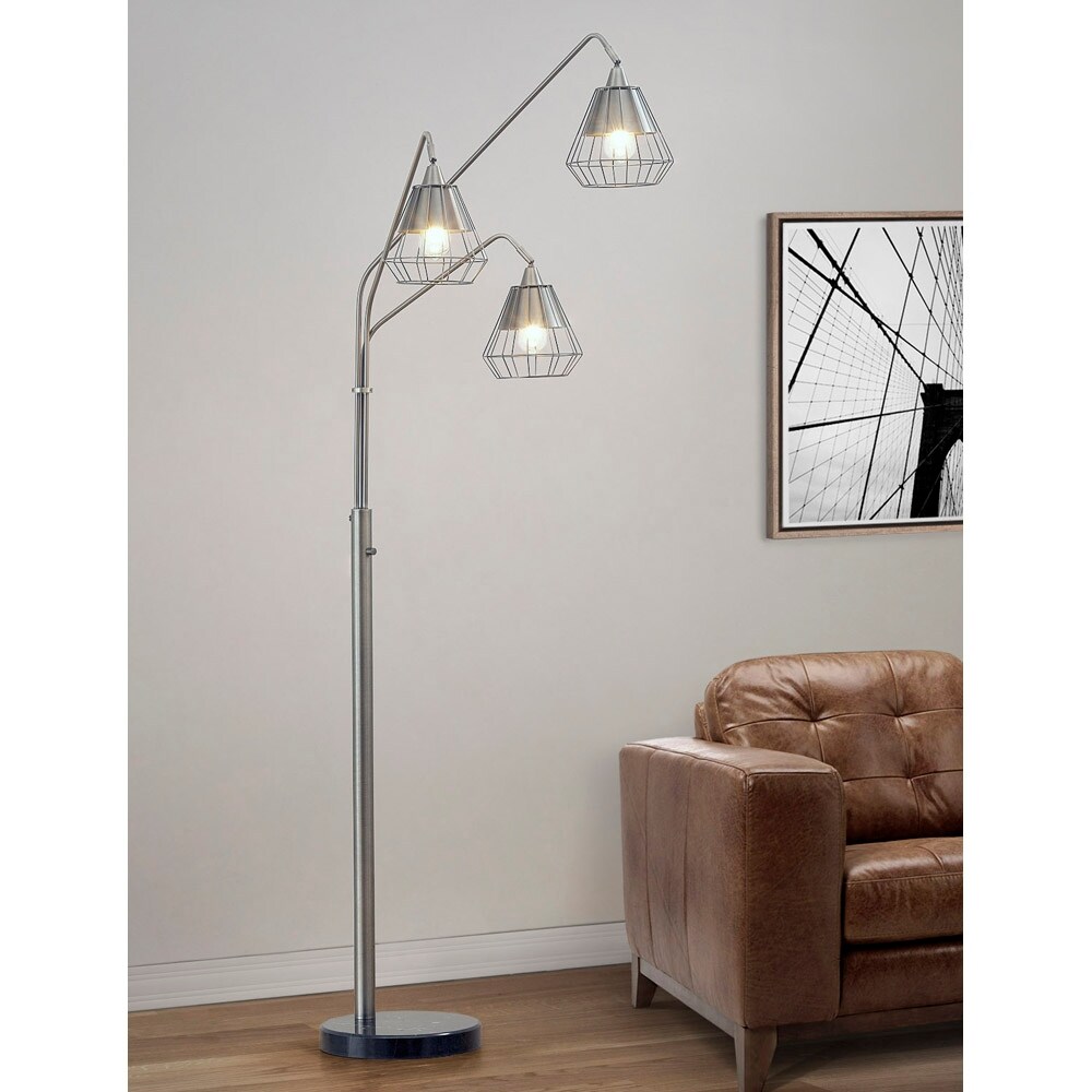 Midtown 3-light Wire Shades Dimmable LED Arch Floor Lamp - Mycitystee