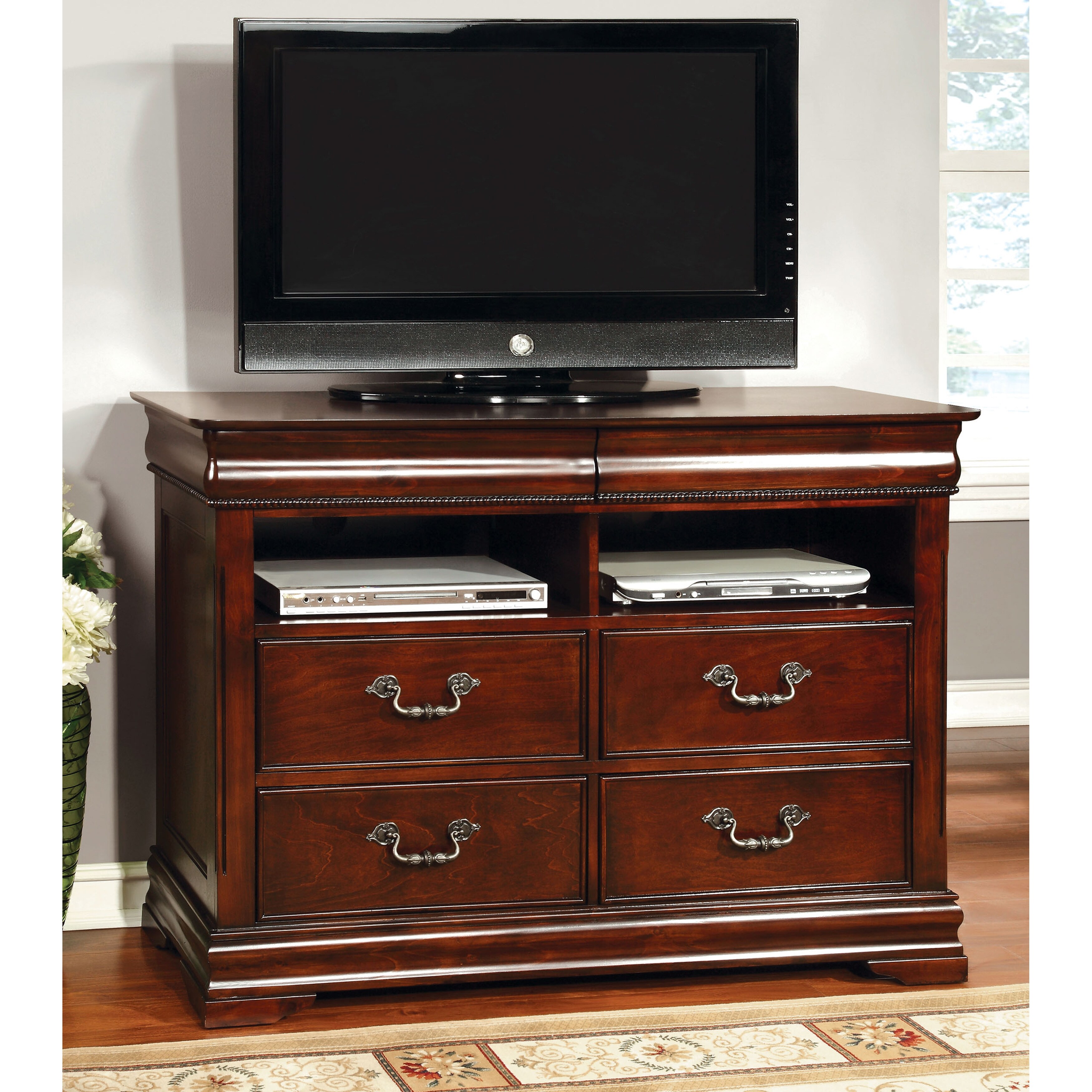 Furniture of America Diva Traditional Cherry Solid Wood Media Chest - - 9407333 - Mycitystee