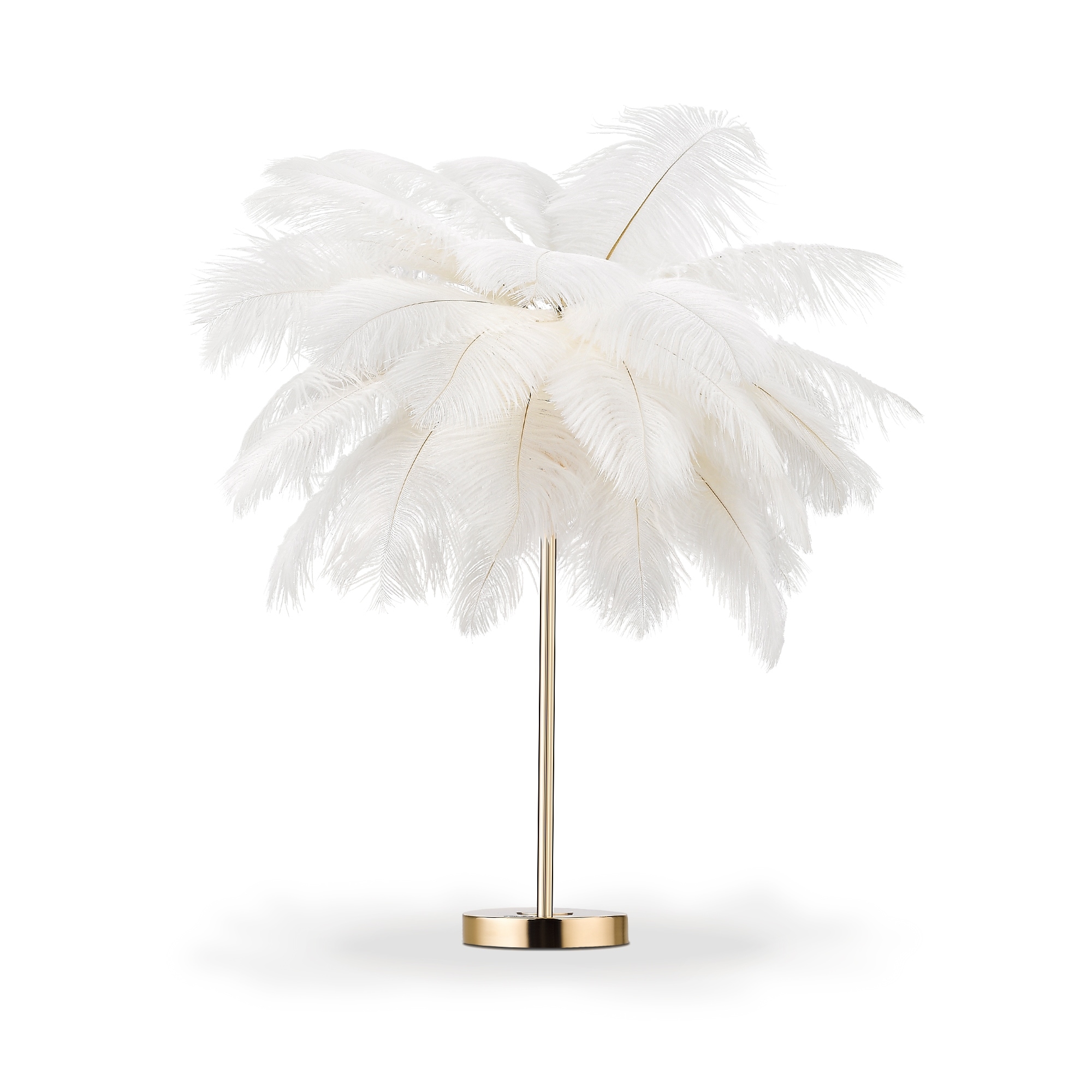Gold and White Feather Tripod Table Lamp With Bulb - Mycitystee