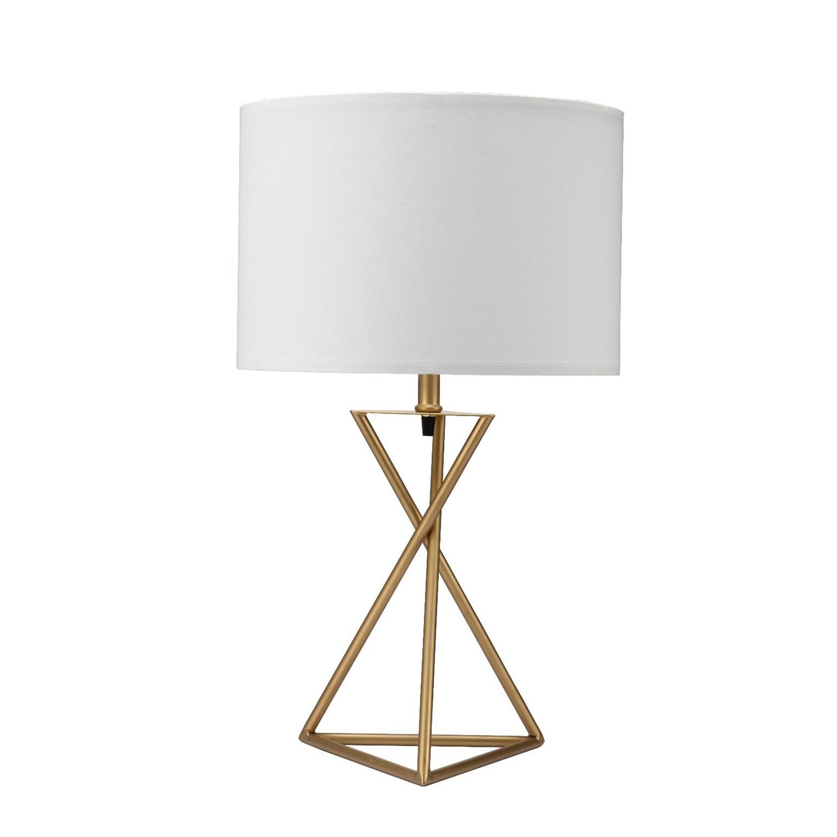 Contemporary Gold Geo Table Lamp with White Shade - Medium - Mycitystee