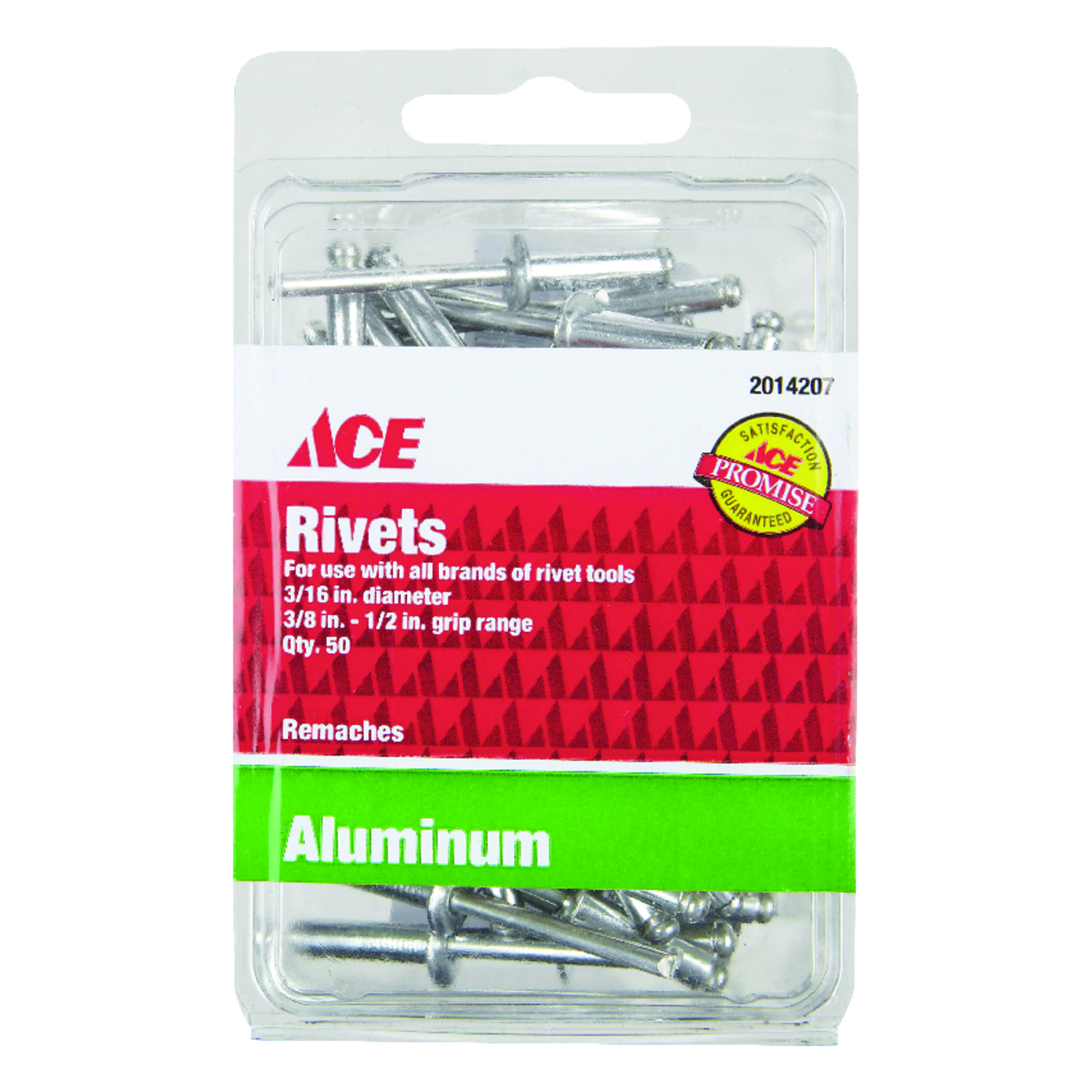 Ace 3/16 in. D X 1/2 in. Aluminum Rivets Silver 50 pk - Mycitystee