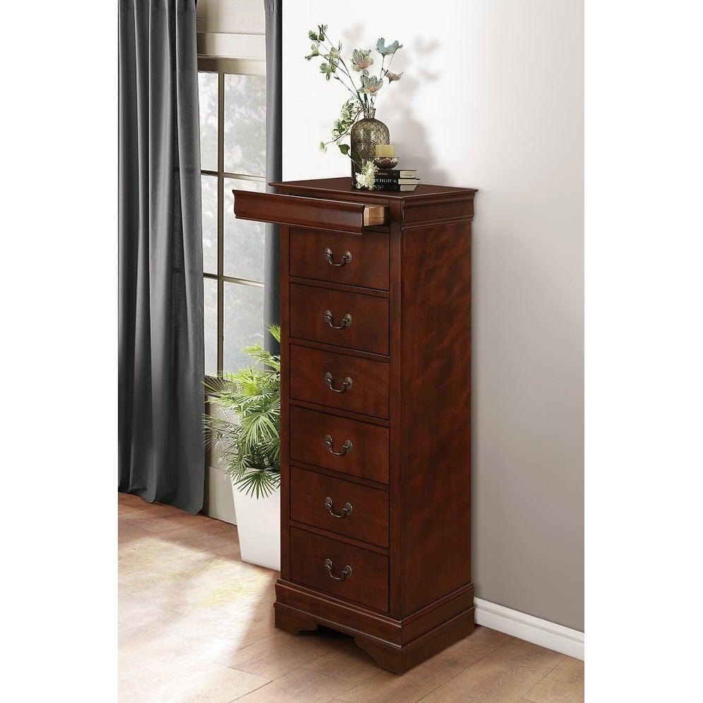 Wooden Lingerie Chest With Hidden Drawer， Cherry Brown - - 23491350 - Mycitystee