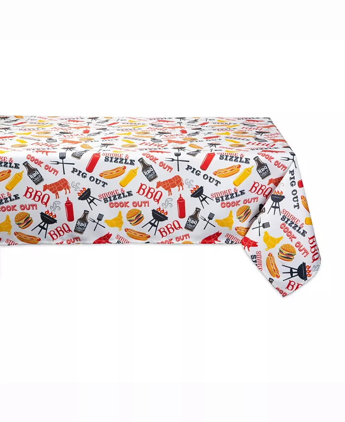 Design Imports BBQ Fun Print Outdoor Table cloth with Zipper 60