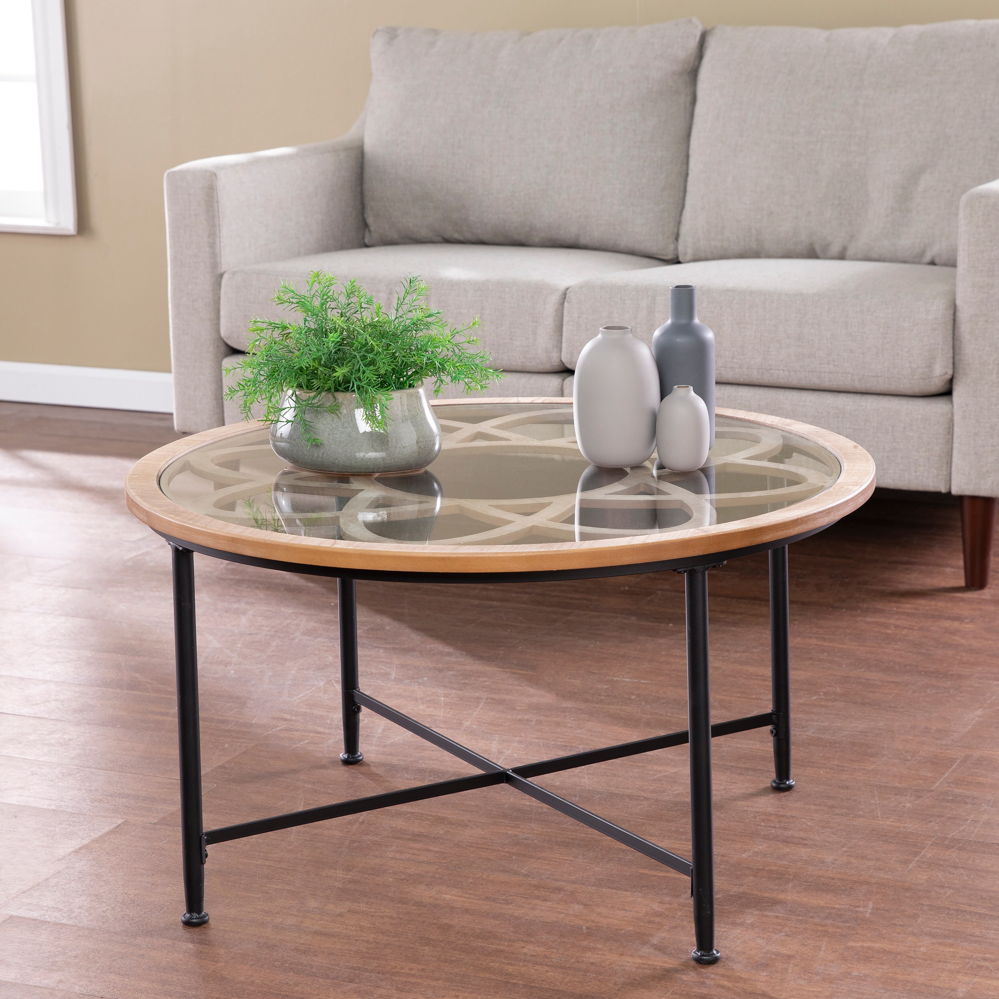 SEI Furniture Melione Modern Farmhouse Black Metal Coffee Table - Mycitystee