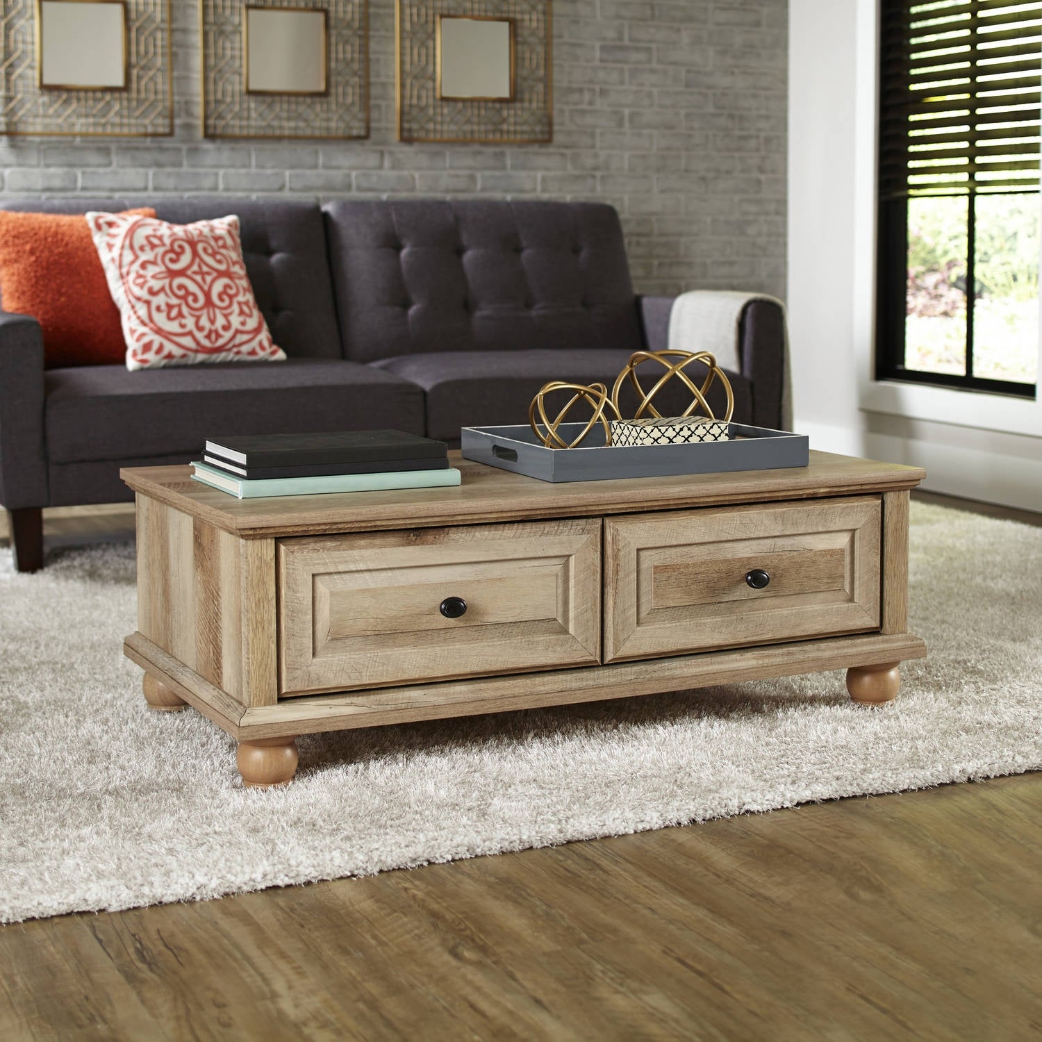 Crossmill Coffee Table， Weathered Finish - Mycitystee