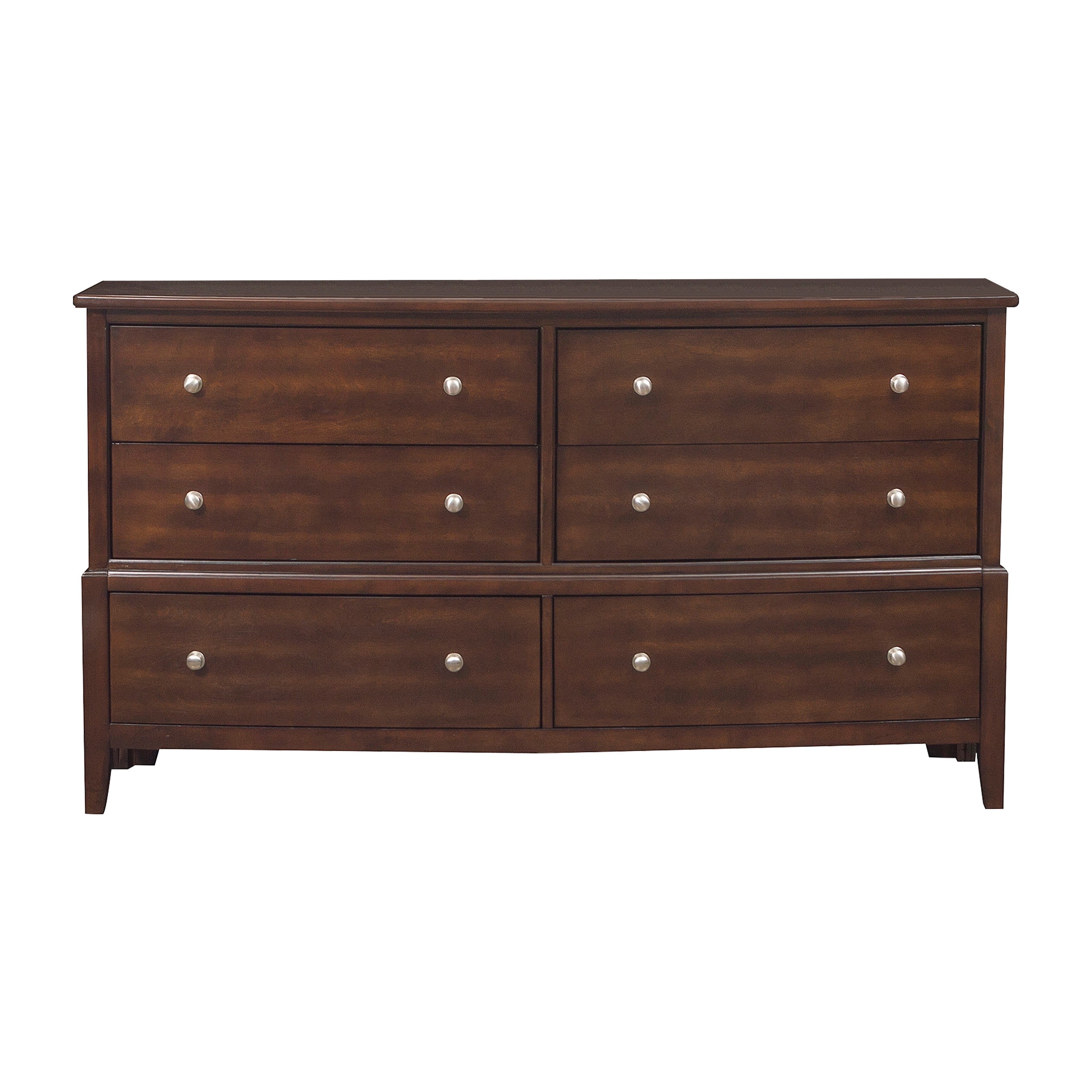 Wooden Dresser with Natural Grain Texture Finish and 6 Drawers， Brown - - 31451089 - Mycitystee