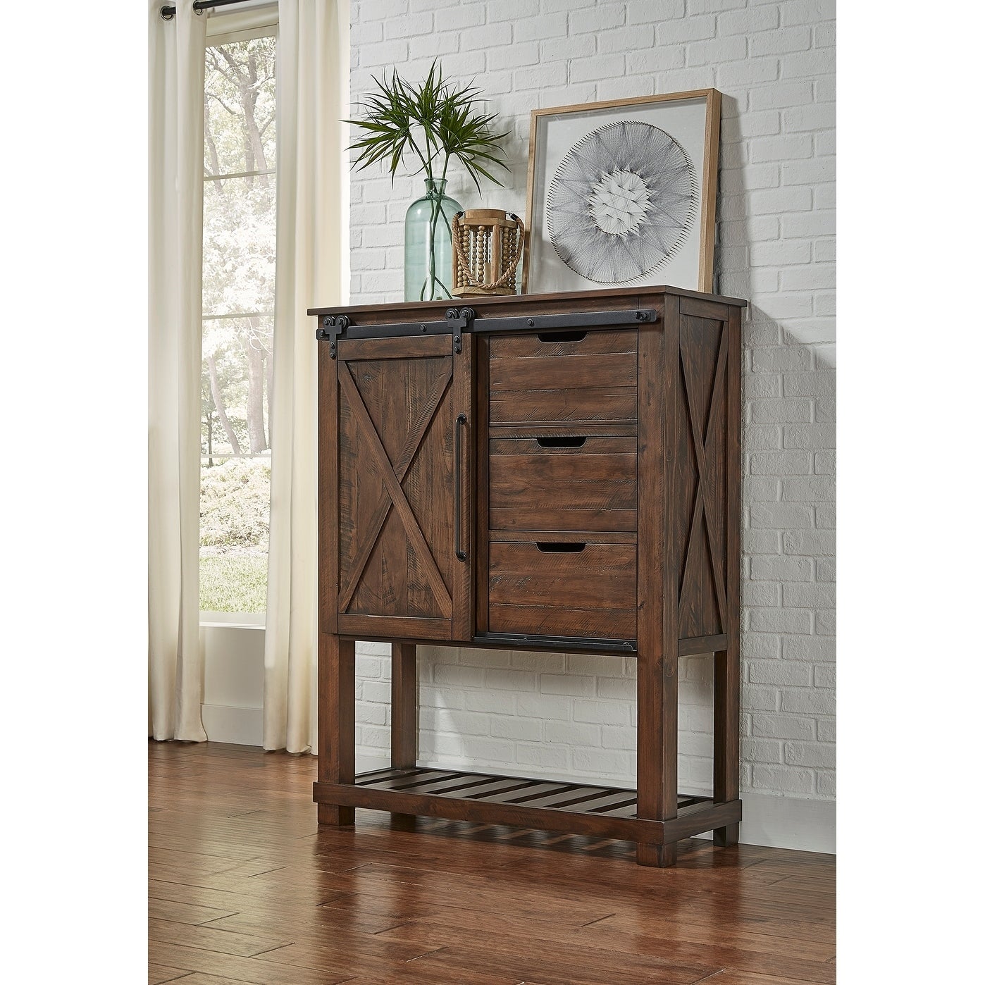 Simply Solid Shelba Solid Wood 3-drawer Barndoor Chest - - 29141762 - Mycitystee