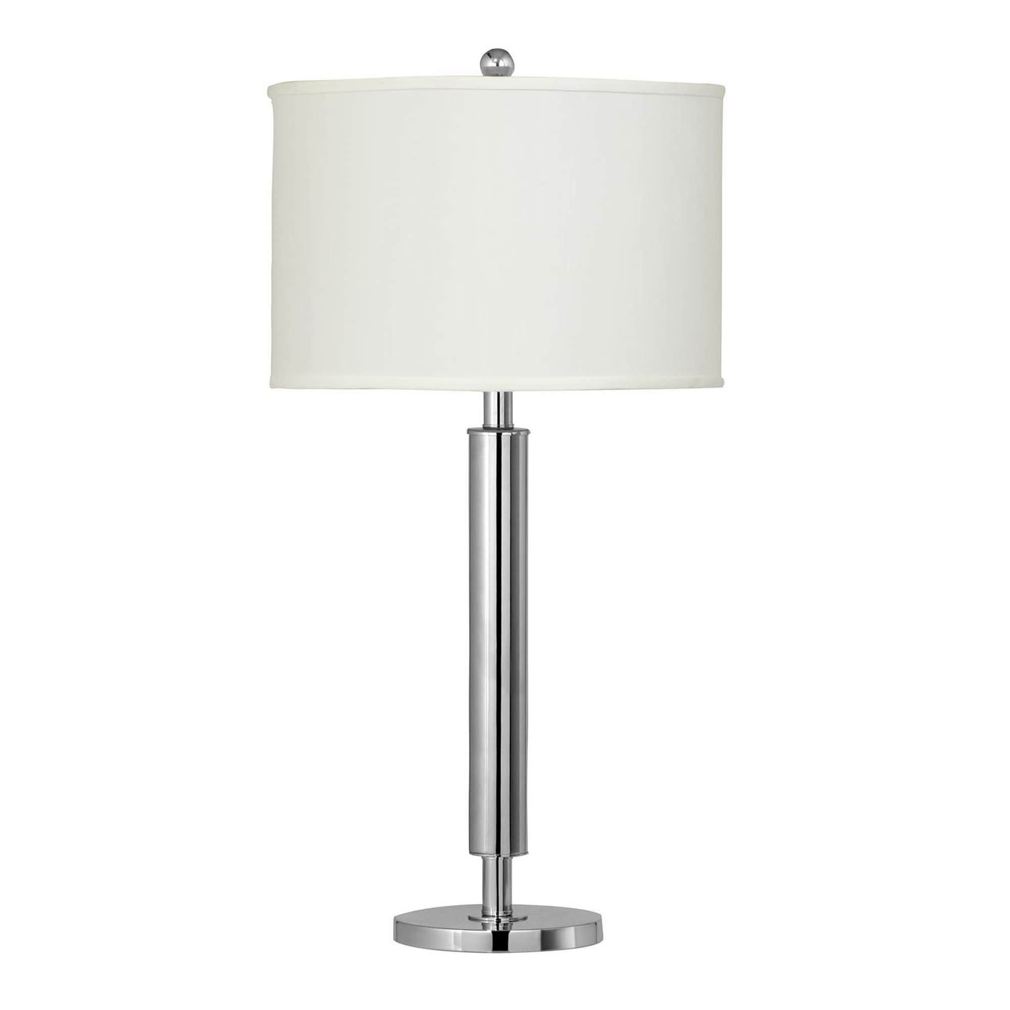 Metal Table Lamp with Tubular Support and Push Through Switch， Silver - Mycitystee