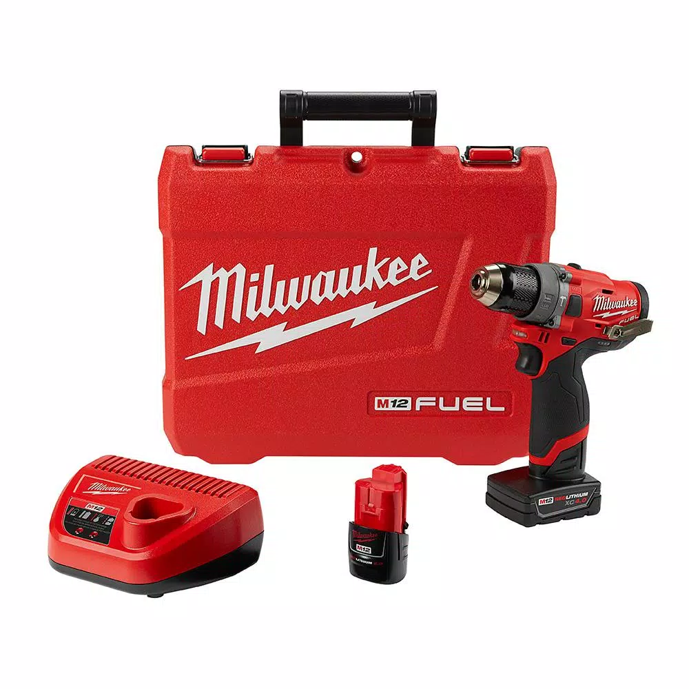 Milwaukee M12 FUEL 12-Volt Lithium-Ion Brushless Cordless 1/2 in. Hammer Drill Kit with 4.0 Ah and 2.0 Ah Battery and Hard Case and#8211; XDC Depot - Mycitystee
