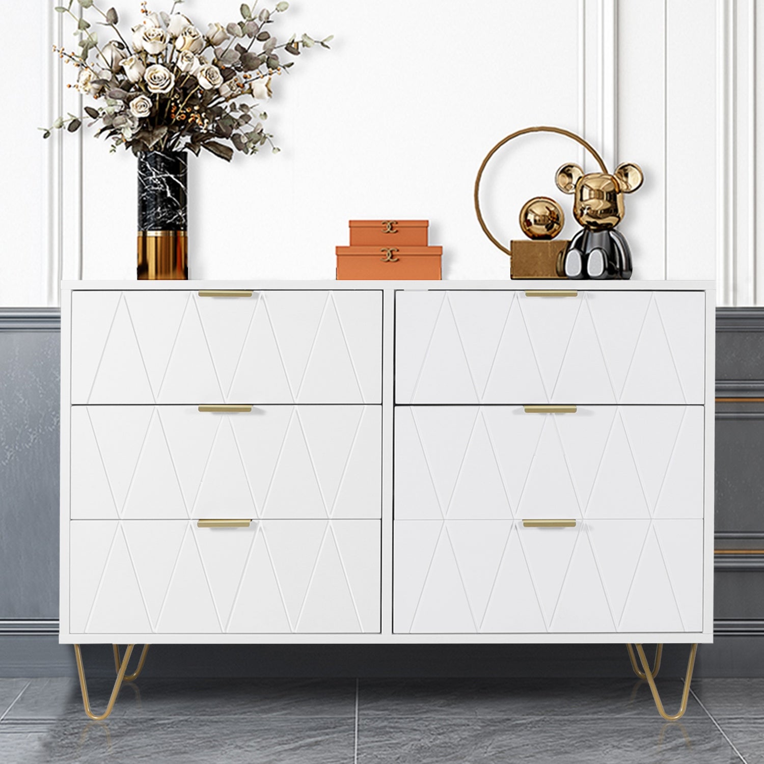 6 Drawer Dresser Drawer Chest Tall Storage Cabinet Organizer Unit Bedroom Living Room - - 37316170 - Mycitystee