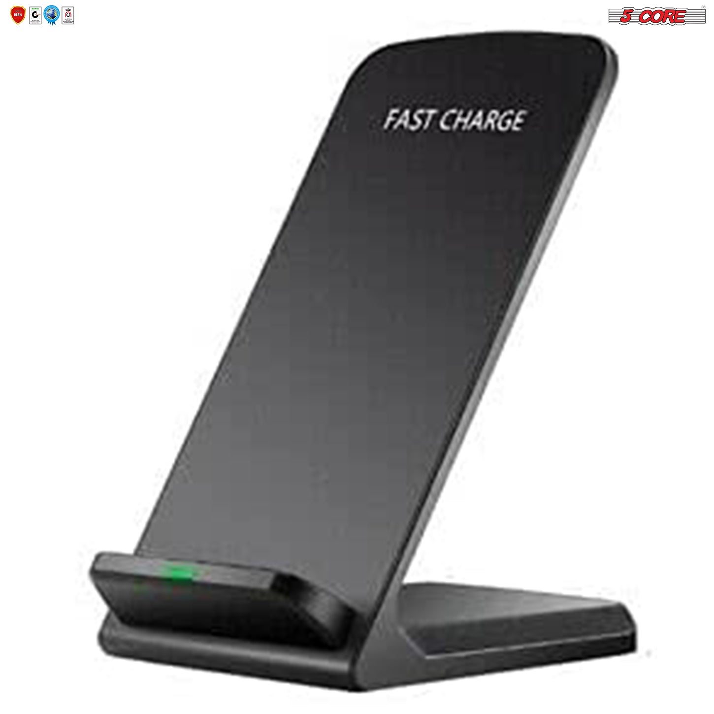 5 Core Upgraded Fast Wireless Charger, Qi-Certified Wireless Charging Stand Compatible With iOS & Android Sleep-Friendly Adaptive Light Compatible 10W - Mycitystee
