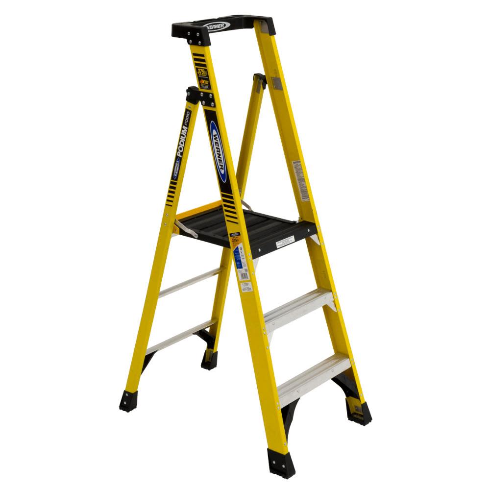Podium 3-ft Fiberglass 375-lb Type IAA Step Ladder - Mycitystee