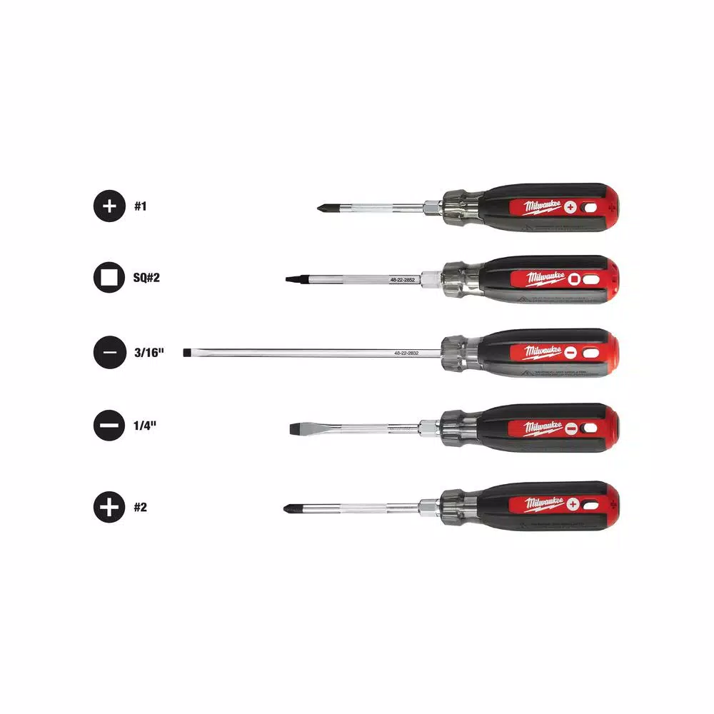 Milwaukee Cushion Grip Screwdriver Set (5-Piece) and#8211; XDC Depot - Mycitystee