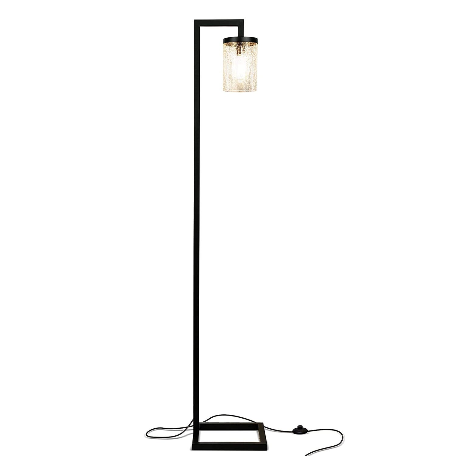 Henry Standing Floor Smart Lamp with LED Light and Glass Shade， Black - Mycitystee
