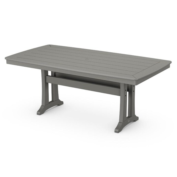 POLYWOOD Nautical Trestle 38 X 72-Inch Dining Table in Slate Grey - Mycitystee