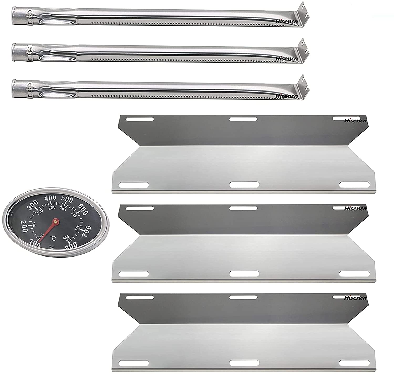 Repair Parts Kit for Charmglow 720-0230, 720-0036 3 Burner Grills, Burners + Heat Plates + Thermometers Kit - Mycitystee