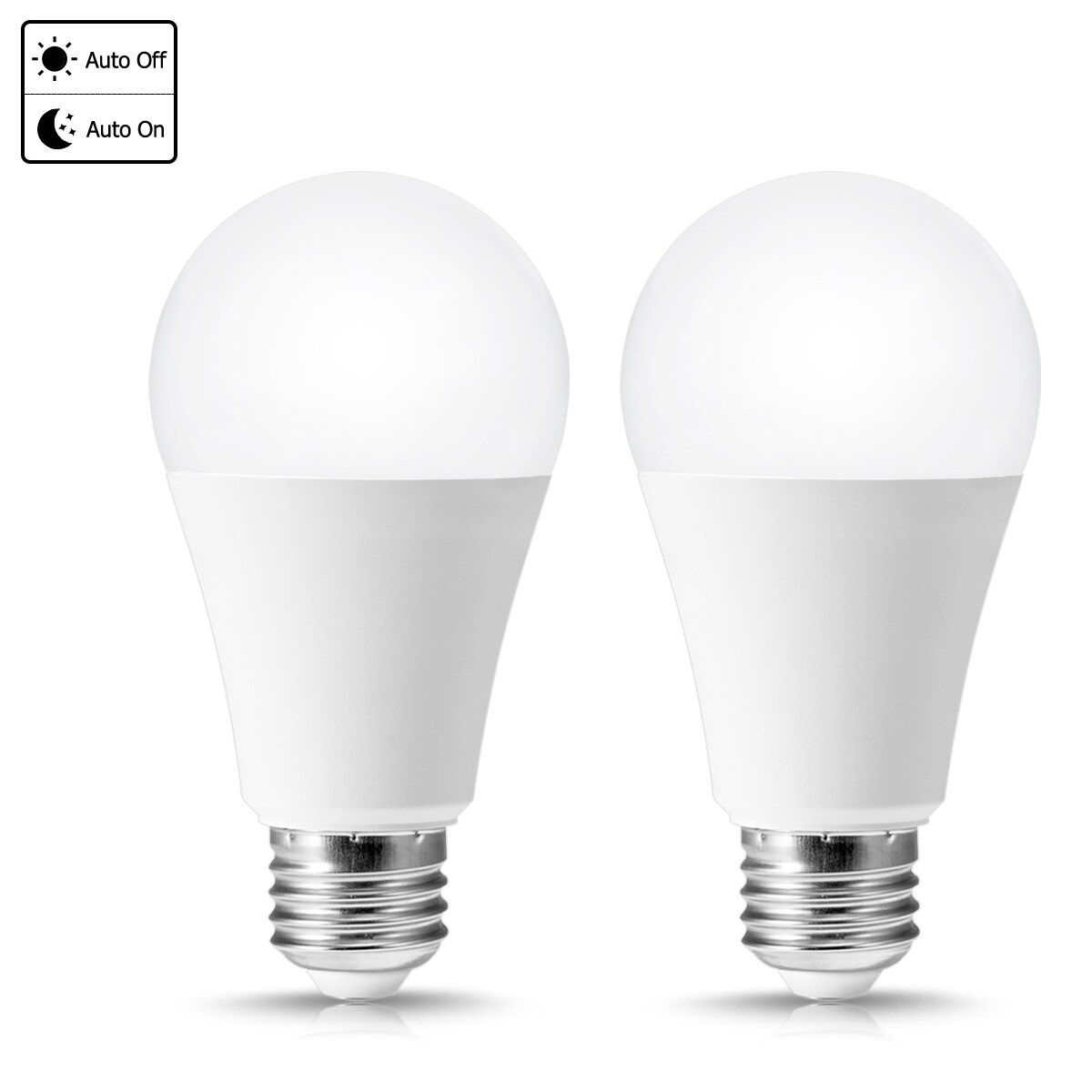 100-Watt Equivalent A19 12-Watt E26 Base Dusk to Dawn Sensor LED Light Bulb in Warm White， 3000K (2-Pack) - White - 3000 K - Mycitystee