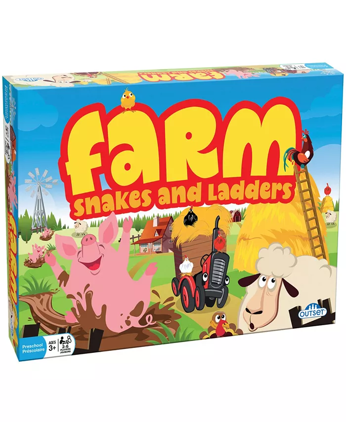 Outset Media Farm Snakes and Ladders No Reading Required， Preschool Kids Board Game， Builds Children's Social Developmental Skills - Mycitystee