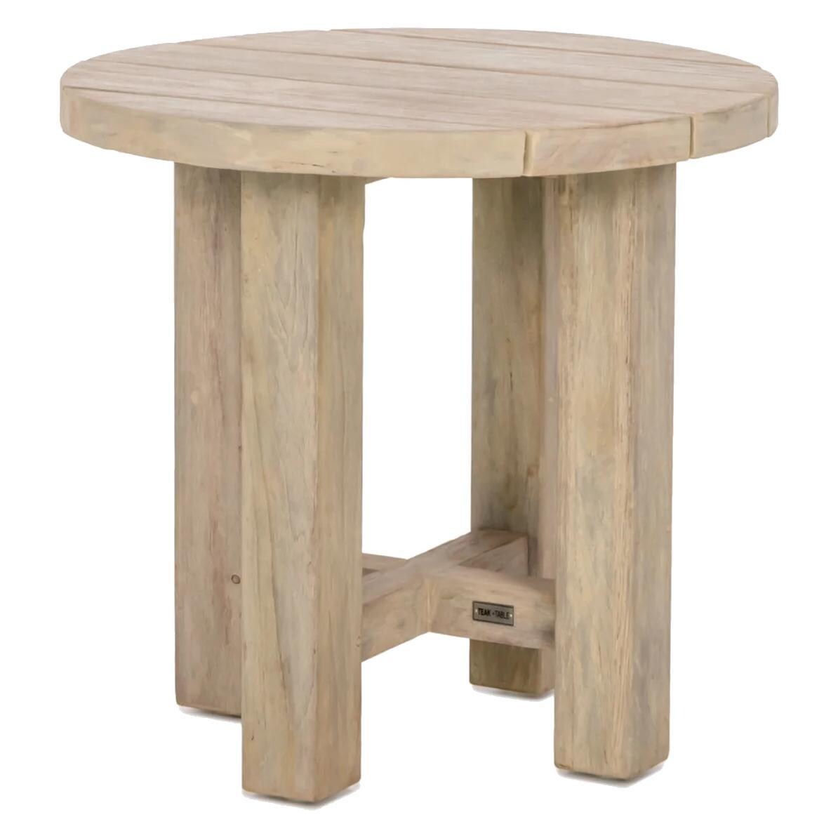 Signature Sabine Landing Round Brushed Teak Patio End Table - Mycitystee