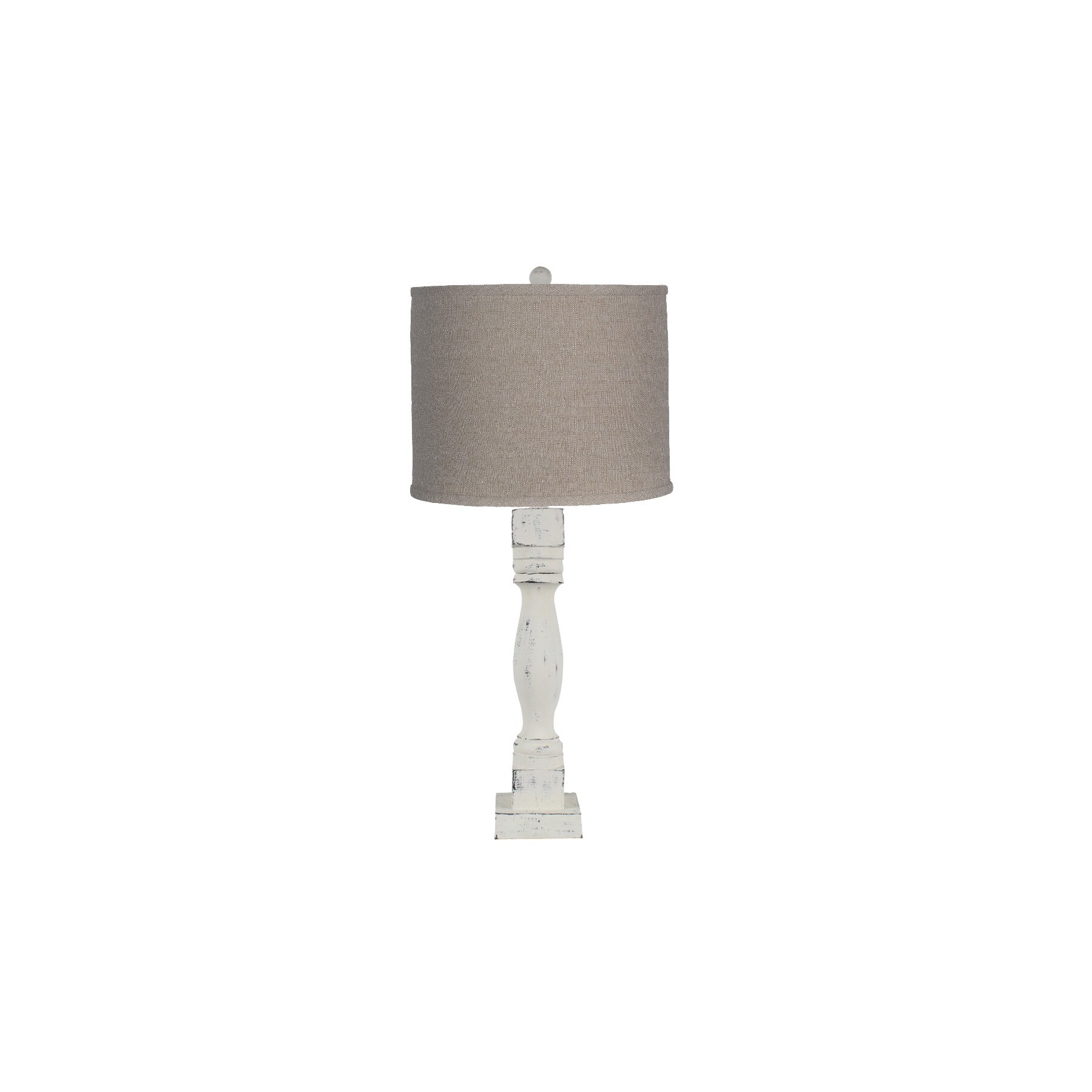 Distressed White Table Lamp with Neutral Fabric Shade - Mycitystee