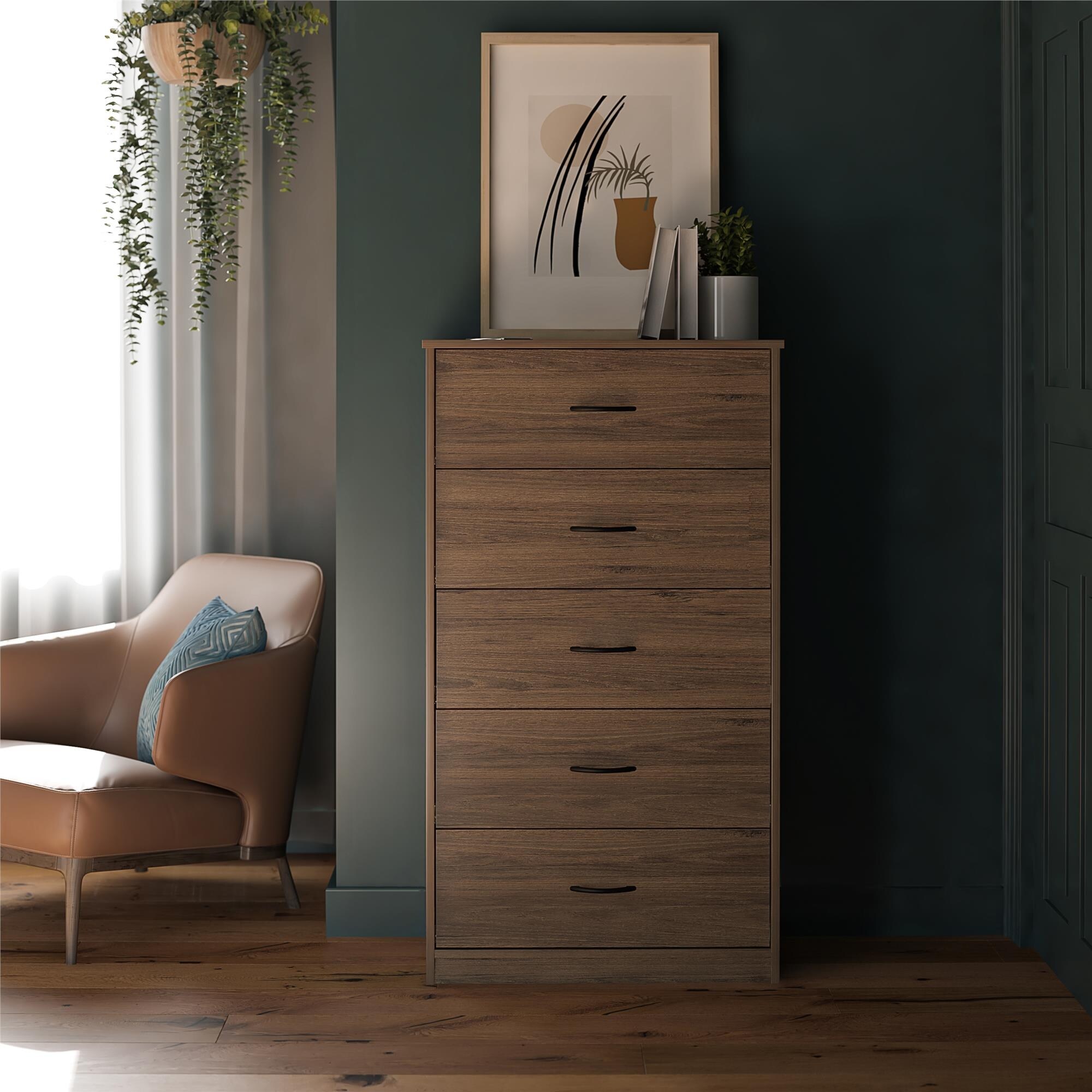 Classic 5 Drawer Dresser， Rustic Oak - - 36139119 - Mycitystee