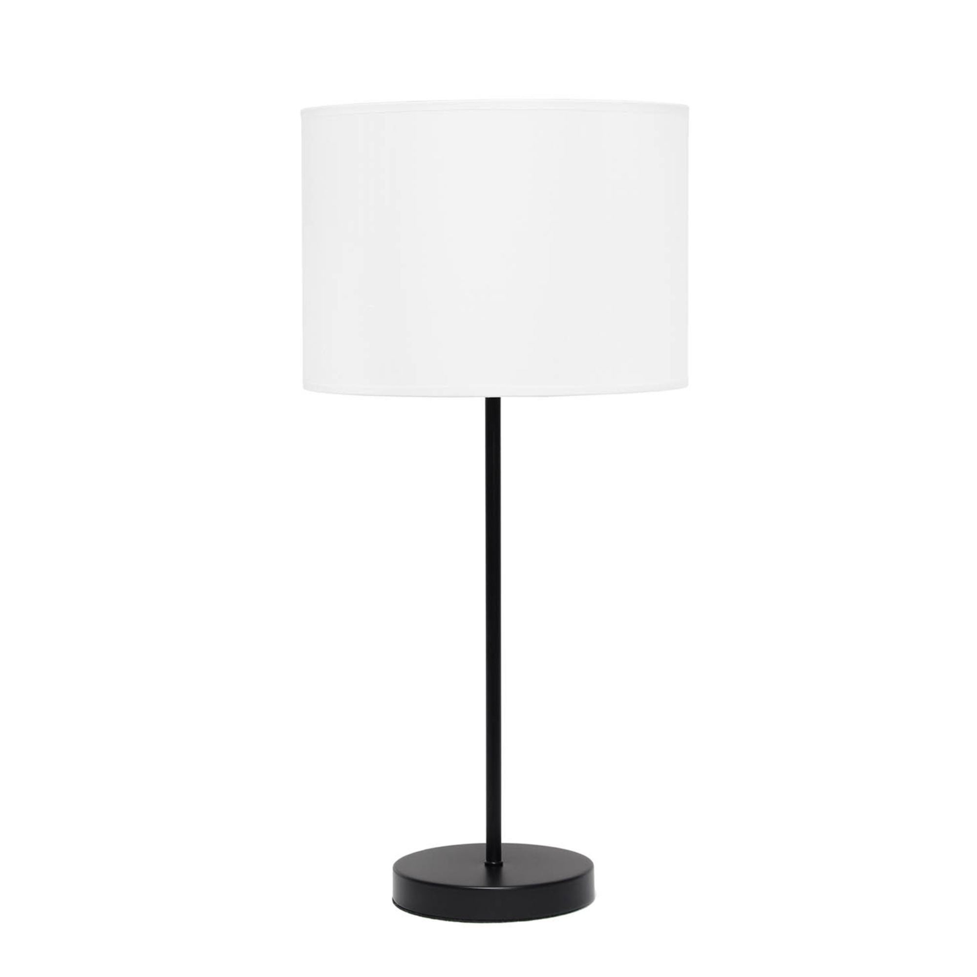 Simple Designs Black Stick Lamp with Fabric Shade， White - 11