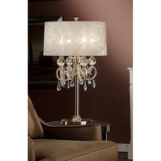 Aurora Barocco Shade Crystal Gold Table Lamp - Mycitystee