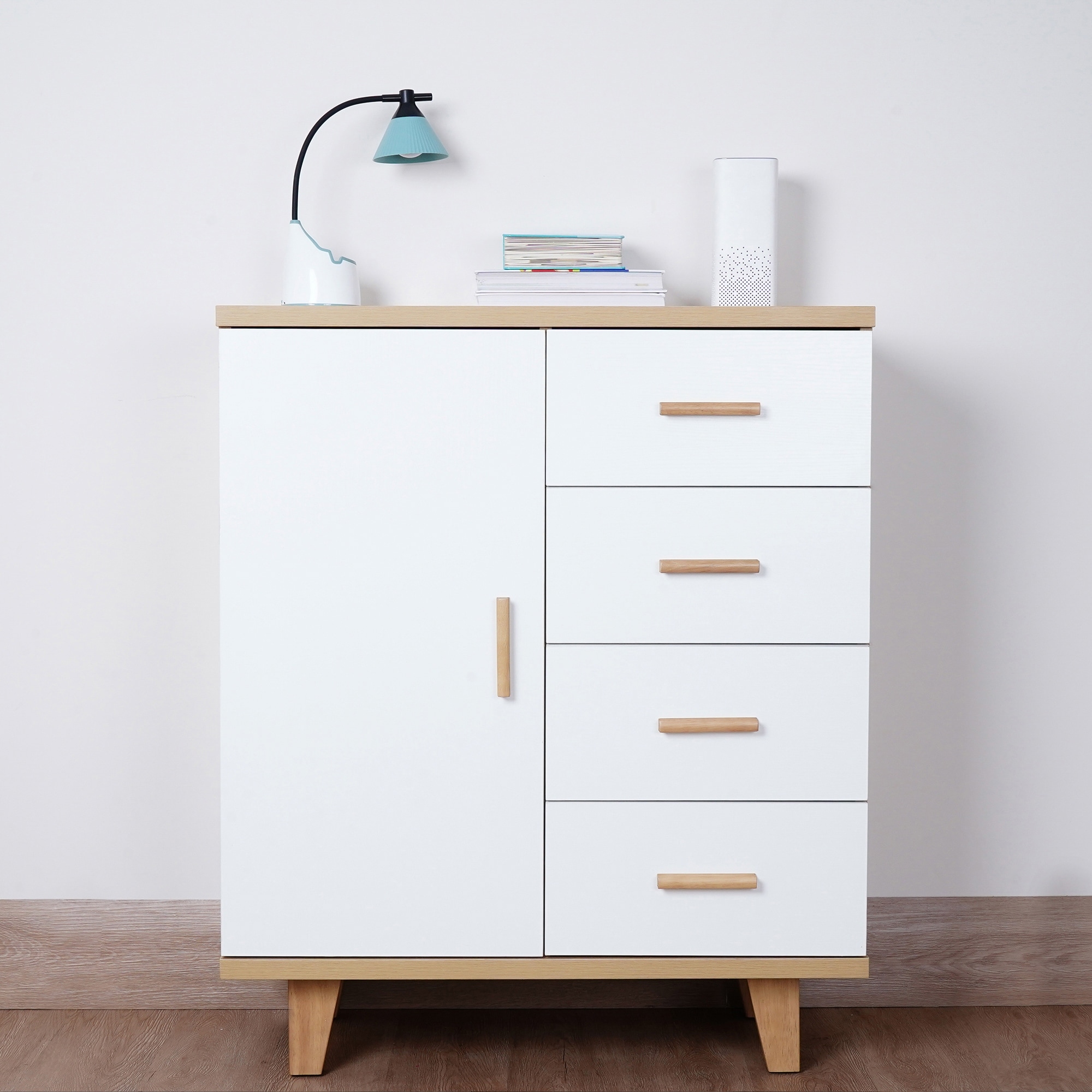 Wood Dresser Chest with 1 Door and 4 Drawers - - 37828792 - Mycitystee