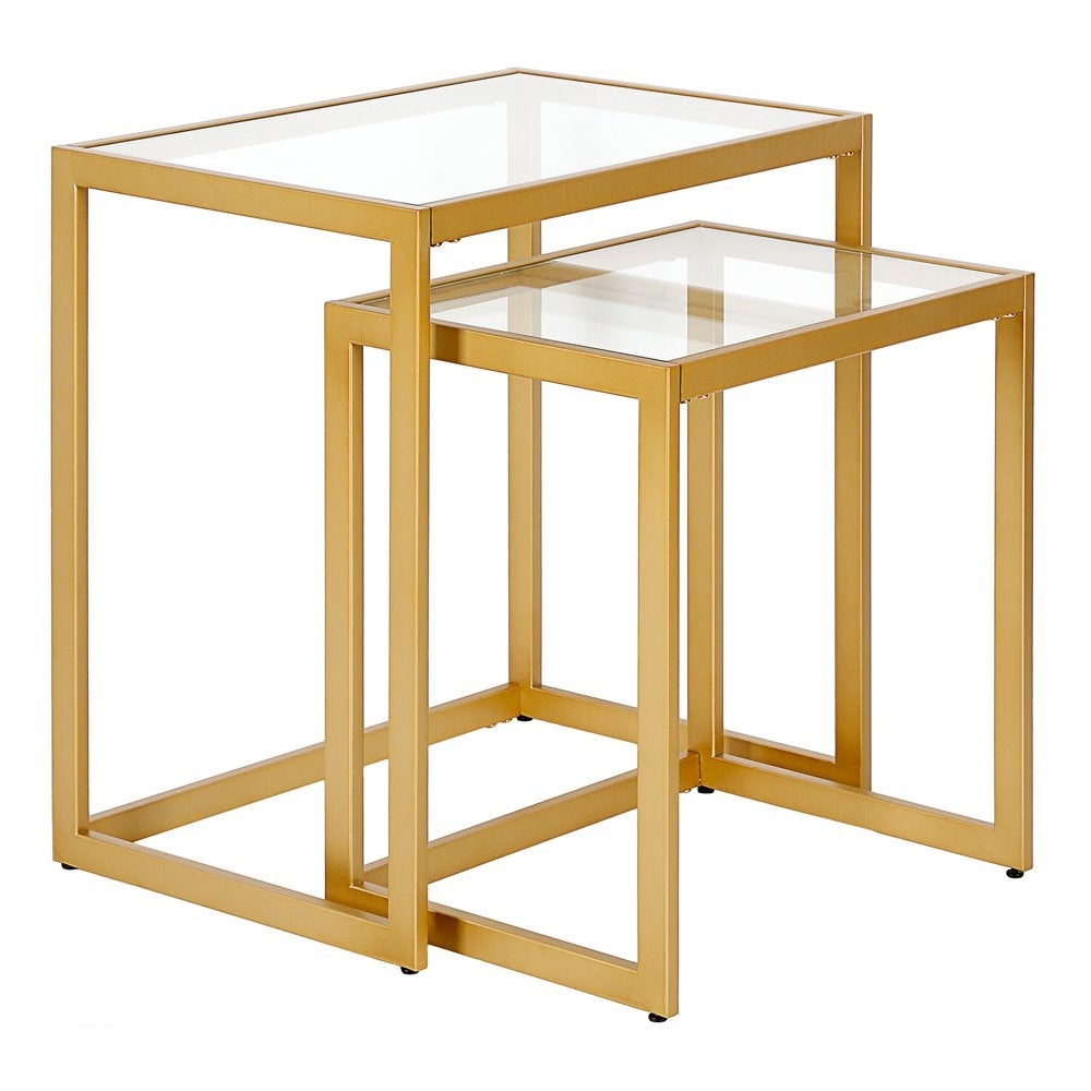 Nesting Side Table Set with Glass Top - Mycitystee