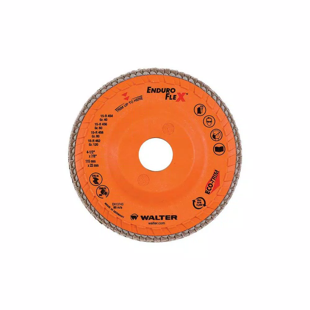 WALTER SURFACE TECHNOLOGIES ENDURO-FLEX 4.5 in. x 7/8 in. Arbor GR80 the Longest Life Flap Disc (10-Pack) and#8211; XDC Depot - Mycitystee