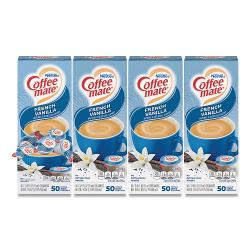 Coffee-mate Liquid Coffee Creamer， French Vanilla， 0.38 oz Mini Cups， 50/Box， 4 Boxes/Carton， 200 Total/Carton (35170CT) - Mycitystee