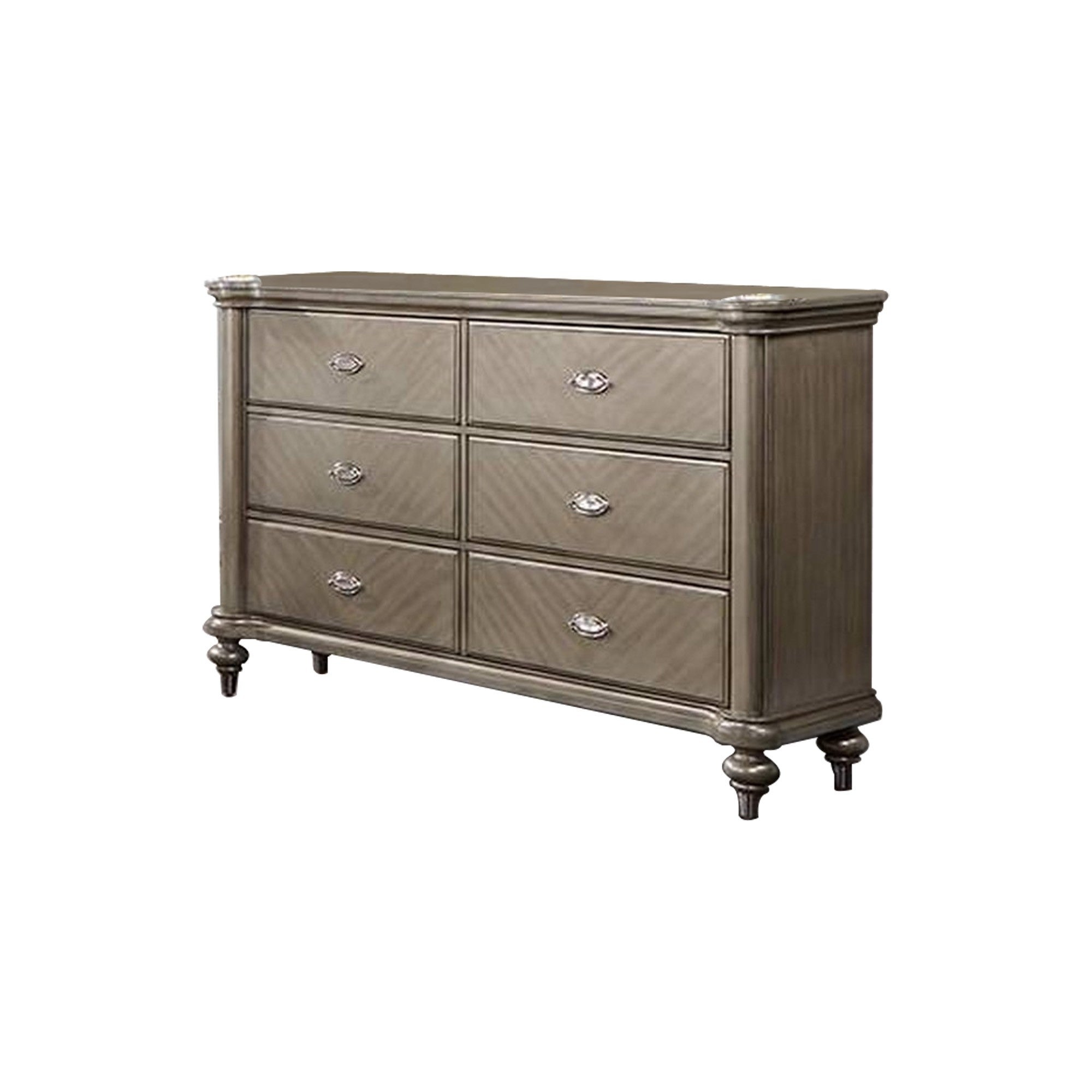 Ada 64 Inch Classic 6 Drawer Dresser， Pine Wood， Chevron Pattern， Brown - - 36907712 - Mycitystee