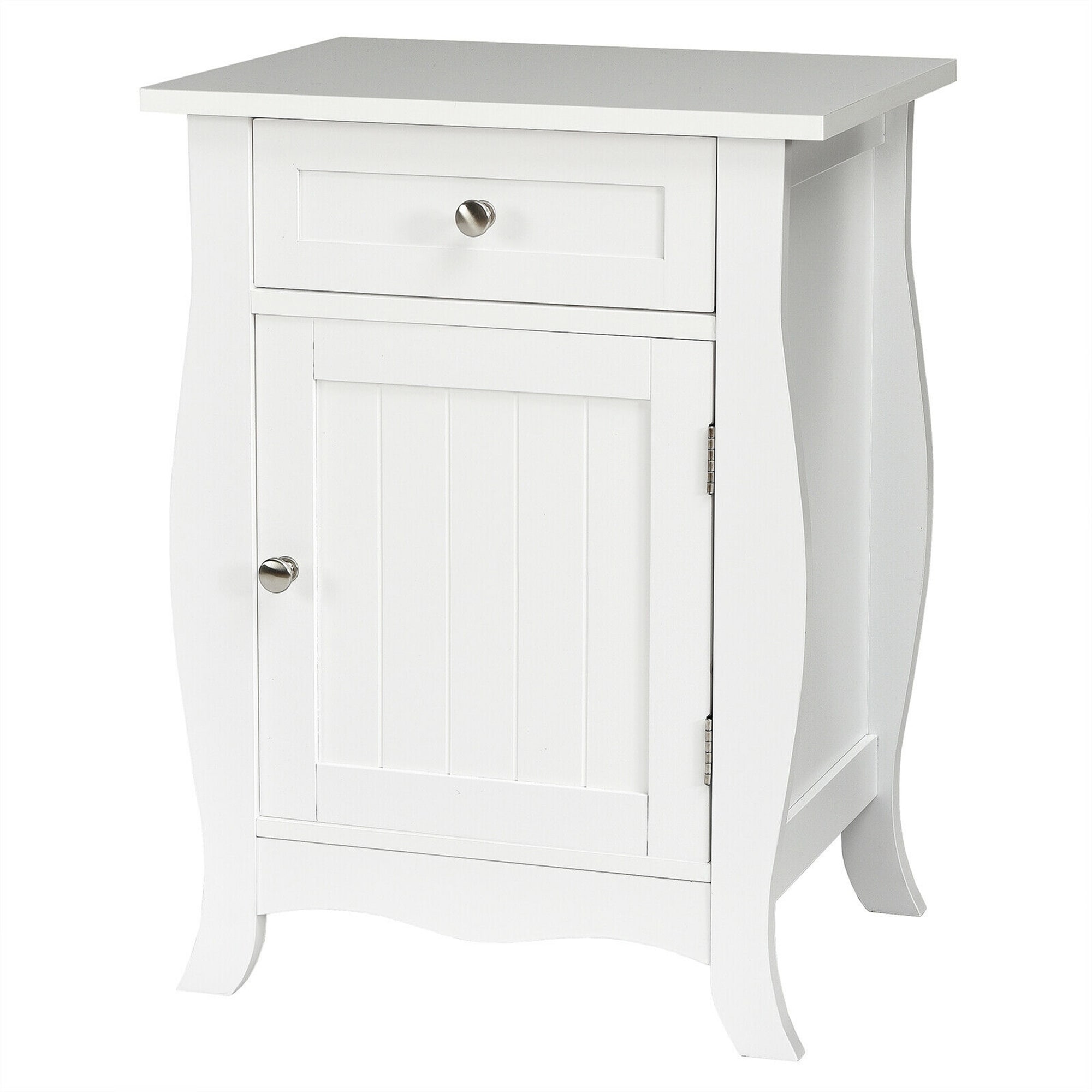 Gymax Accent End Table with Drawer Storage Cabinet Wooden Nightstand - 17.5'' x 14'' x 23.5'' - Mycitystee